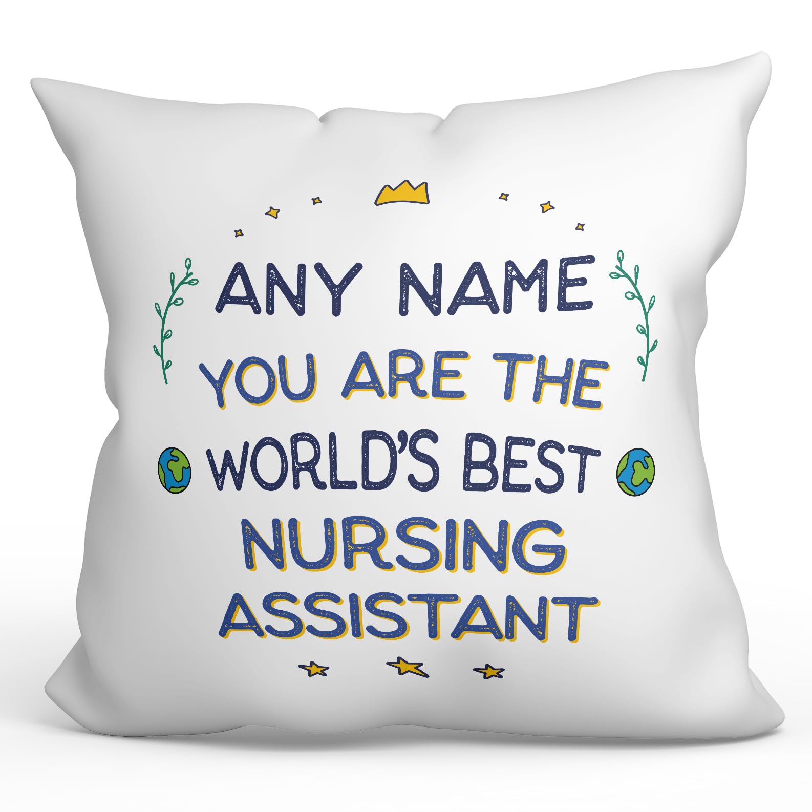 MUGFFINS Personalised Cushion for NURSING ASSISTANT Padding included - in English - World's Best - Funny custom gift - Pillow: cover and filling 15.7x15.7 inches — image 1
