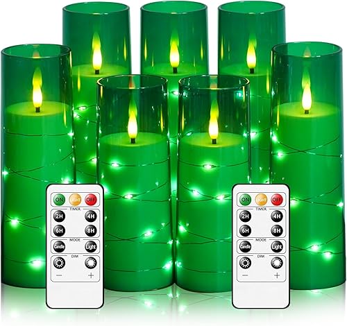 Miniatura 19 de Velas sin llama, con cadena de estrellas incorporada, velas operadas por baterías, velas LED parpadeantes, velas de pilar con control remoto y