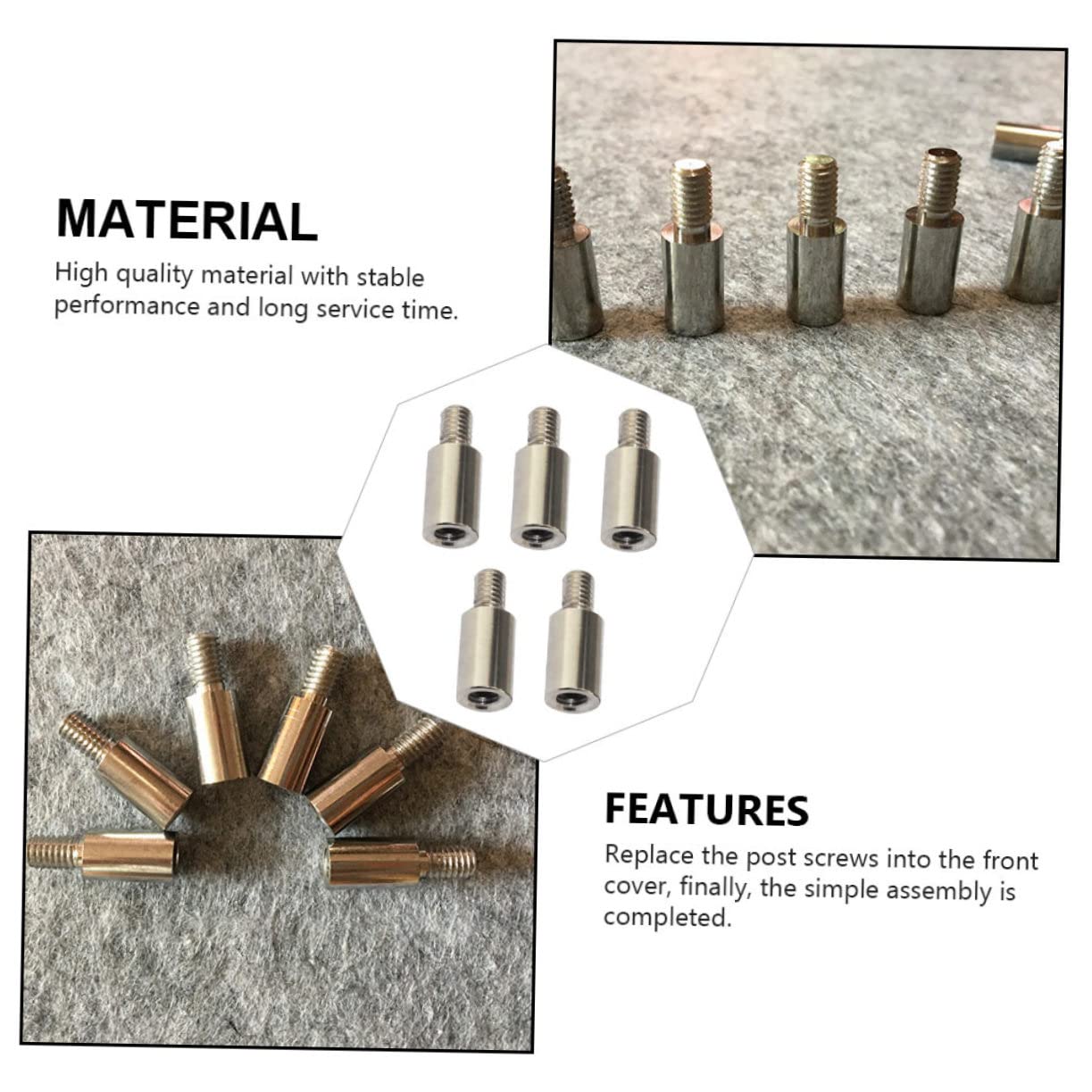 PRETYZOOM 2sets Album Extension Posts Photo Album Extender Screws Strong Material Easy Diy Craft Tool for More Pages 5pcs*2