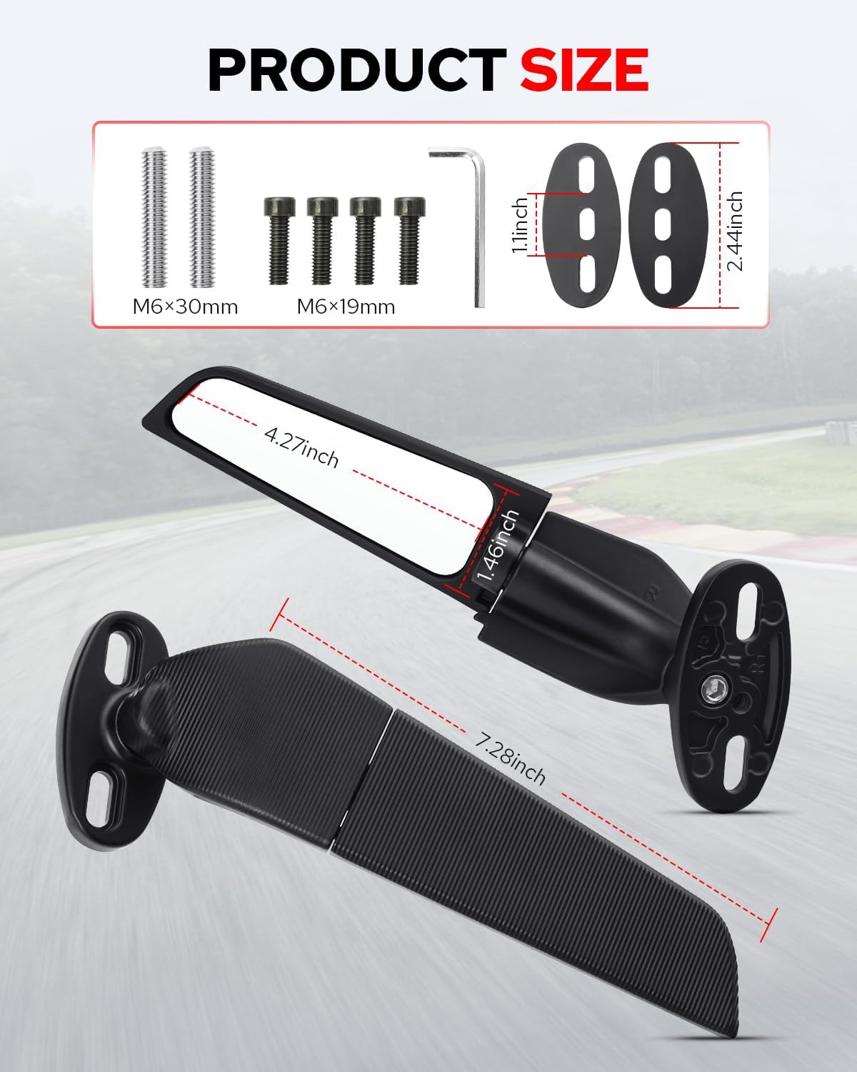 Benlari Motorcycle Rear View Mirrors, Racing Motorcycle Side Mirrors, Stealth Mirror Fit for Honda CBR300R CBR500R CBR600RR CBR1000RR, Kawasaki Ninja 300 400 650, Suzuki, Yamaha, Ducati