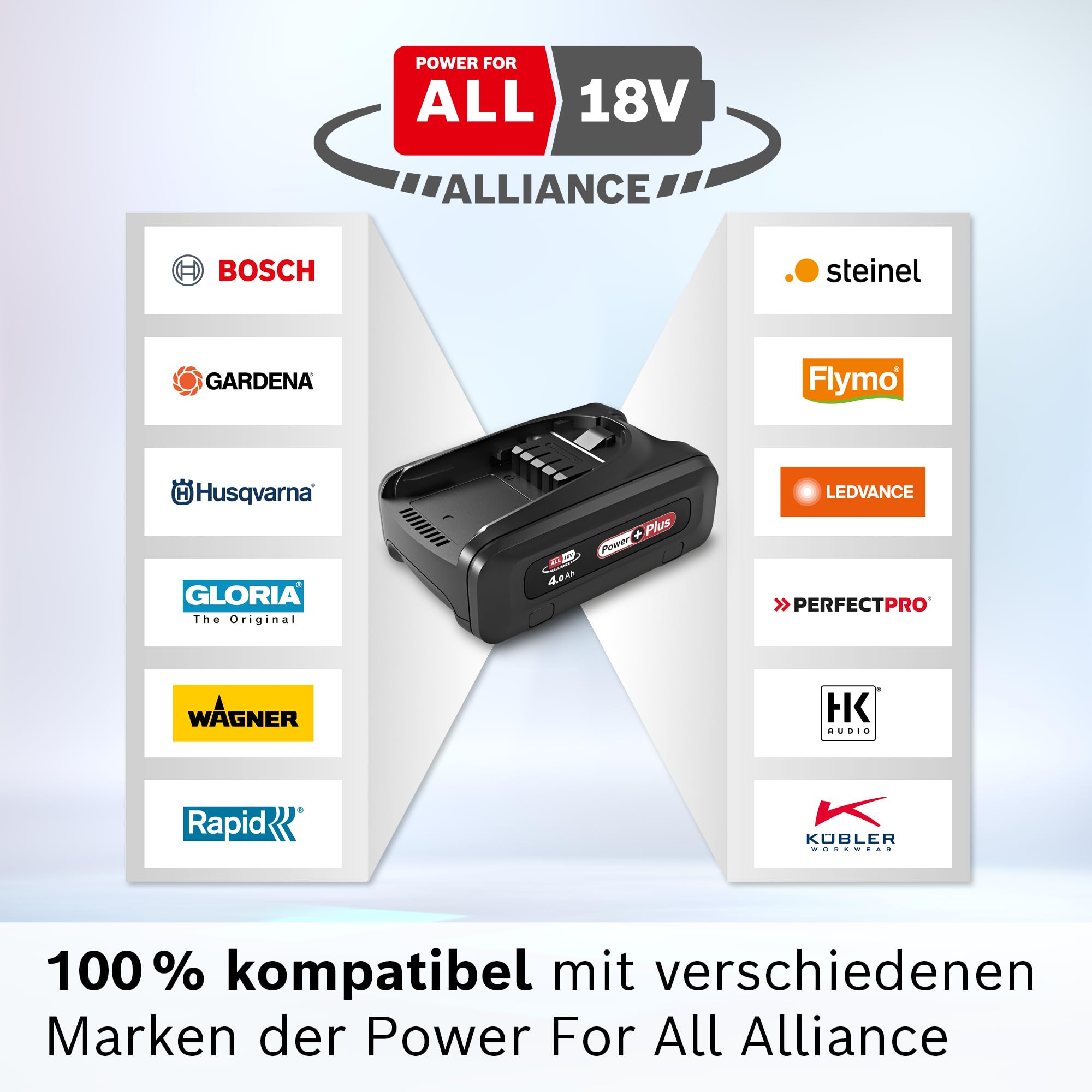 Bosch Wechsel-Akku BHZUB1840, 4.0 Ah, 18V, Power for All Alliance, geeignet für alle kabellosen Unlimited Staubsauger, extra Lange Laufzeit, hohe Leistung, zur Reinigung großer Flächen, schwarz