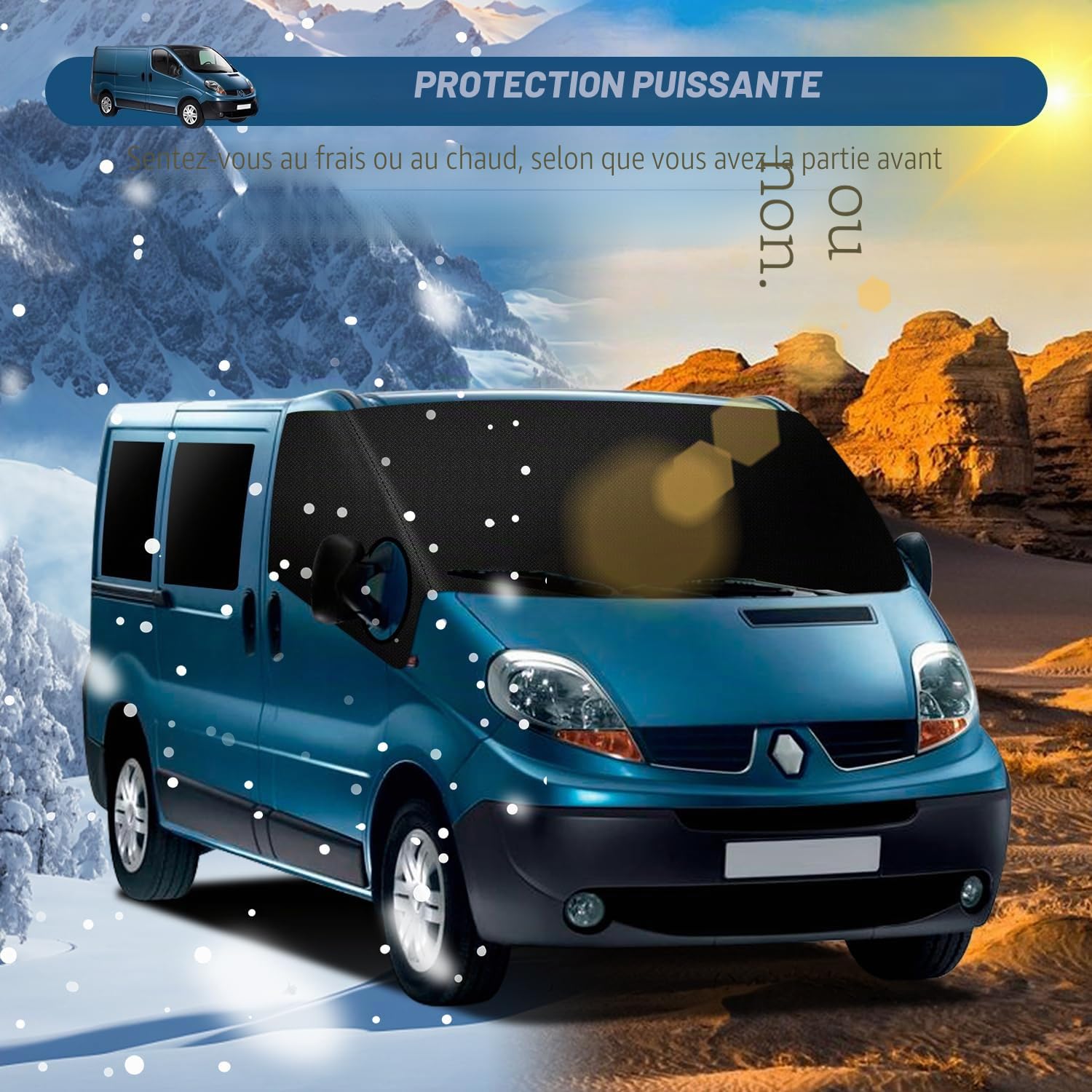 Housse de pare-brise de voiture 600D imperméable pour Renault Trafic 2001-2014, tapis thermique, occultant, anti-UV, gel, glace, poussière, pour Opel Vivaro