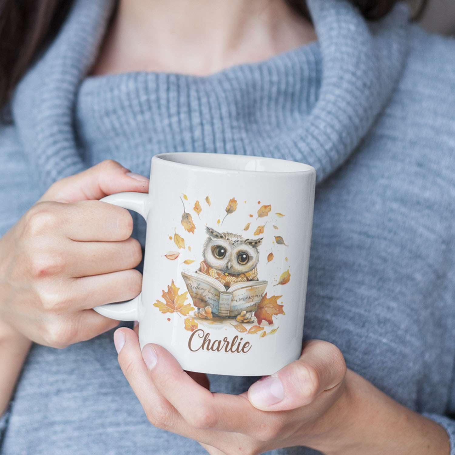 Amazon.com: Cute Owl Reading Book Mug, Customized Owl With Autumn Themed Coffee  Cup, Cup Gift For Book Lovers, Fall Decor Mug, Personalized Bird White  Ceramic Mug, Custom Name Owl Cup 11oz :