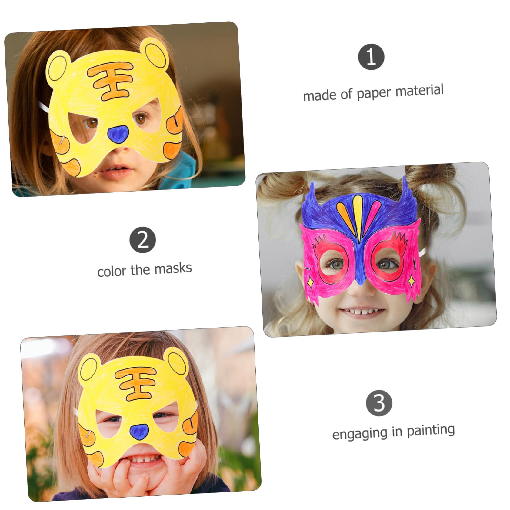 HEMOTON 5 Set Maschera Vuota Da Colorare Maschere Graffiti Fai Da Te Vuota Maschere Per Fai Da Te Kit Per La Creazione Di Maschere Maschera Di Volpe Carta