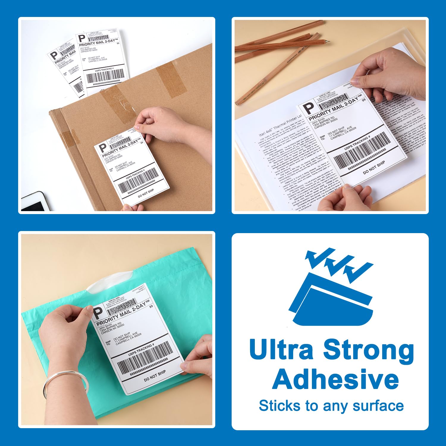 1000 Etichette Piega Ventola Spedizione Diretta Termica (confezione Da - Foto 5