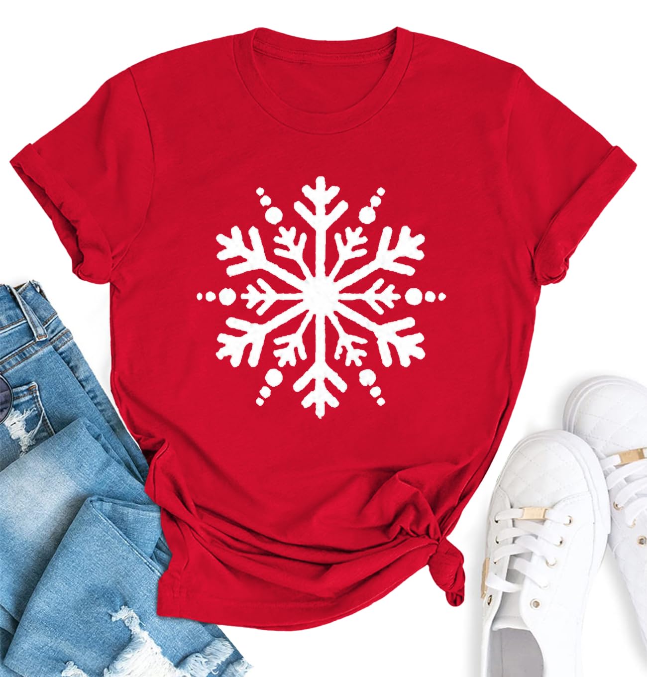 YZMI Christmas Shirts for Women Santa Holiday Short Sleeve Tops Xmas Graphic Print T Shirt