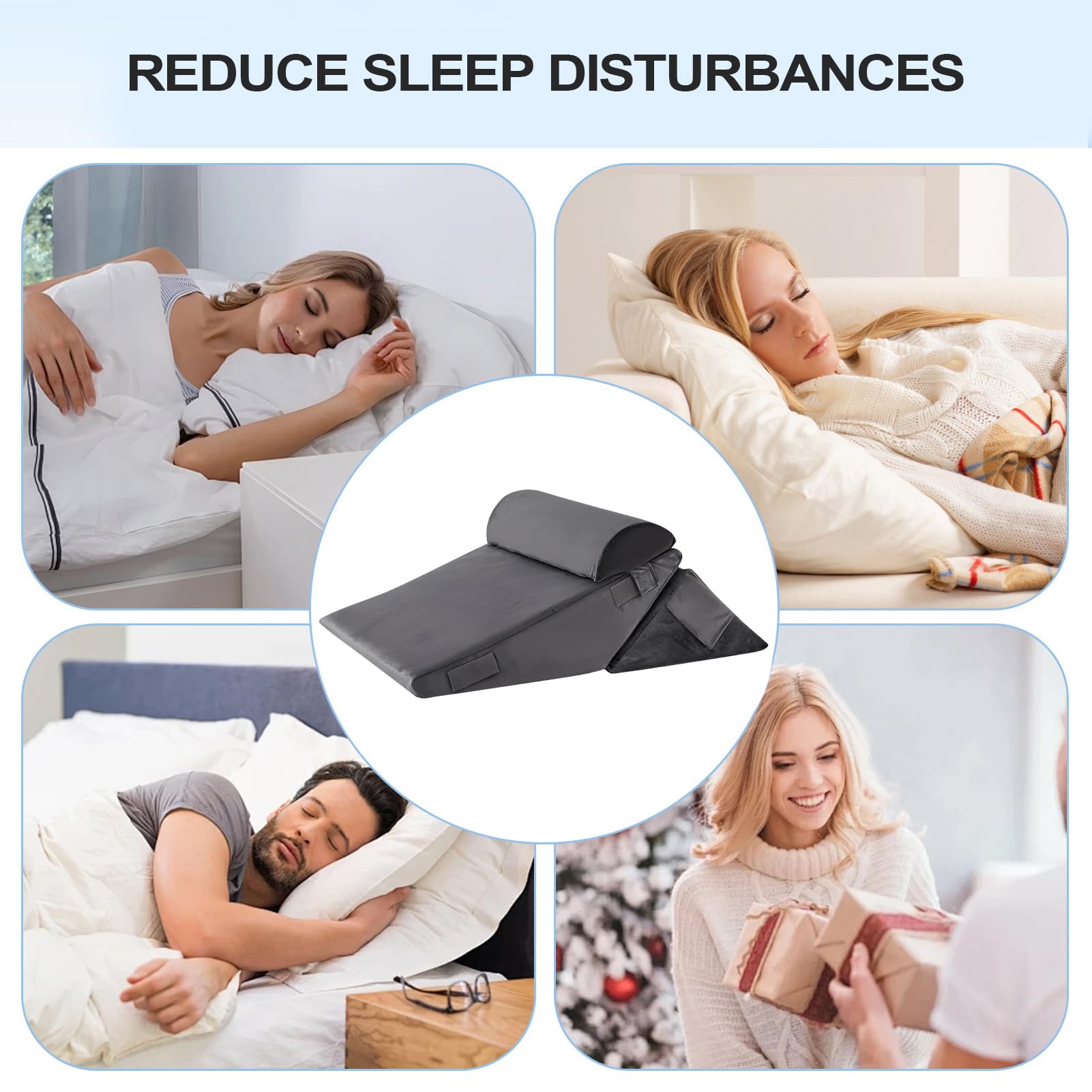 Almohada Cuña Para Dormir Almohada Con Inclinación Ajustable Y Diseño | Cojín Para Alivio De Molestias De Espalda Para En Hogar, Cama, Embarazo, Personas Mayores, Lectura Y