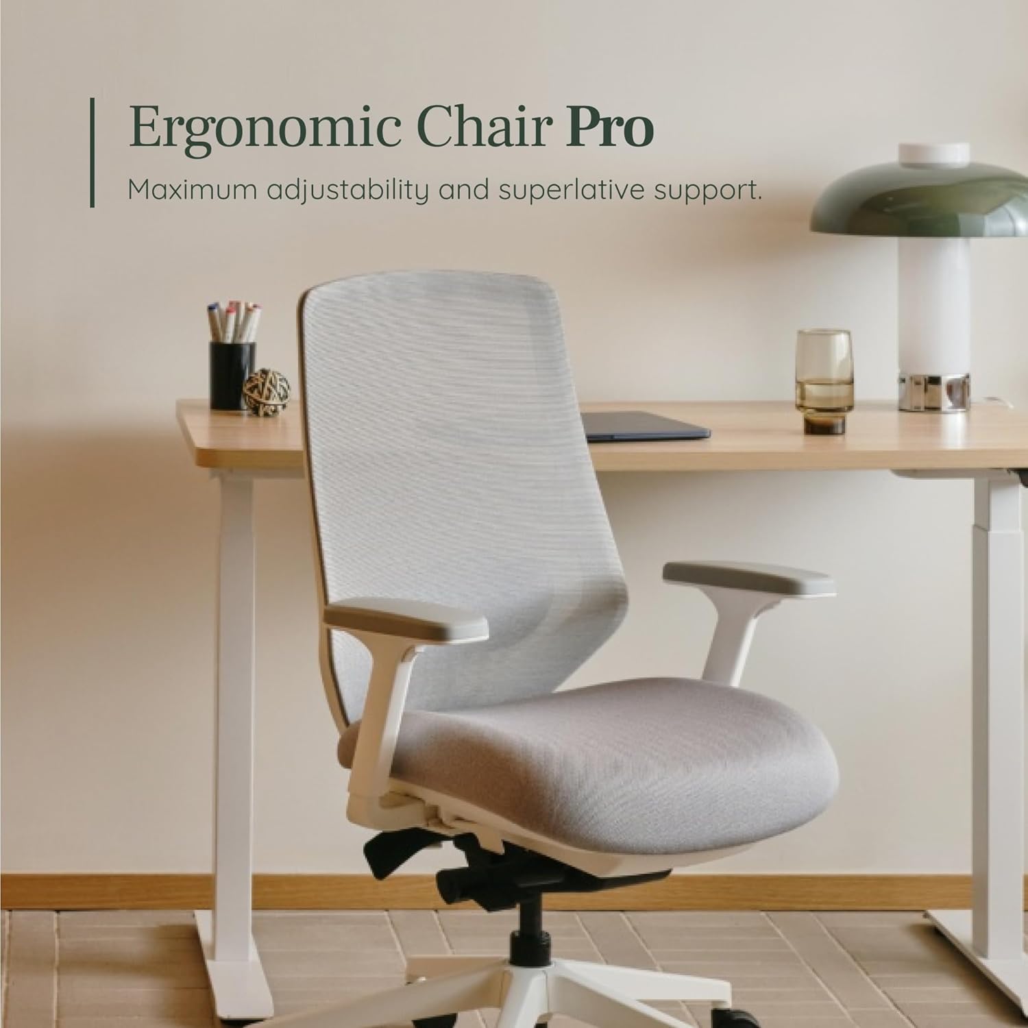 Branch Ergonomic Chair Pro - Mesh Office Chair with 14 Points of Adjustment - Height, Depth & Tilt Adjustable - 5D Armrests - Forward Tilt, Smooth Recline, and Lumbar Support - Mineral