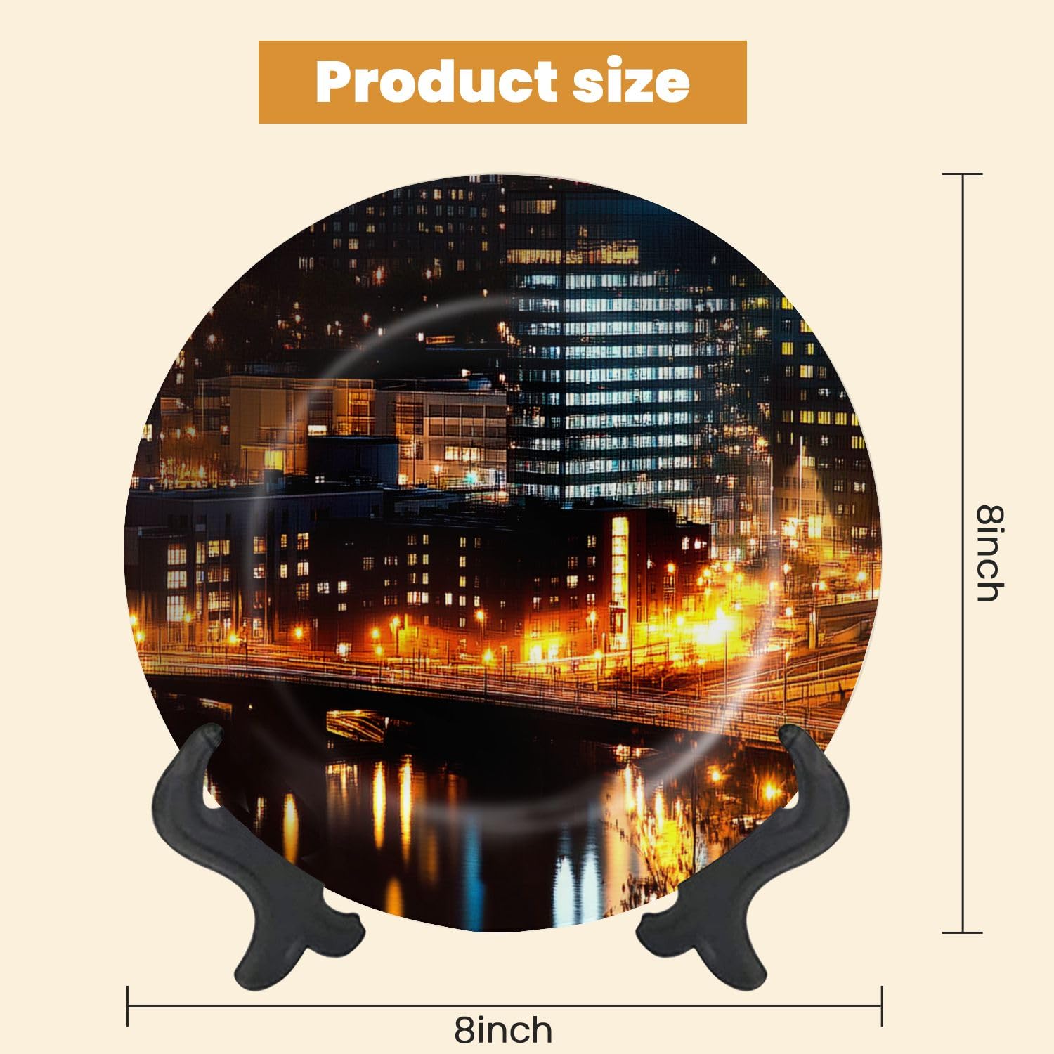 Decorative Plates for Display Architecture Pittsburgh Pennsylvania skyline Gift Plates Ceramic Collections Plates Hanging Artwork for Living Dining Room Kitchen Souvenir
