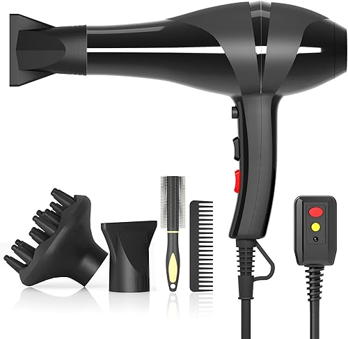 Miniatura 7 de Secador de pelo, secador iónico profesional con difusor para cabello rizado, 2400 W, potente secador de pelo de secado rápido para mujeres y
