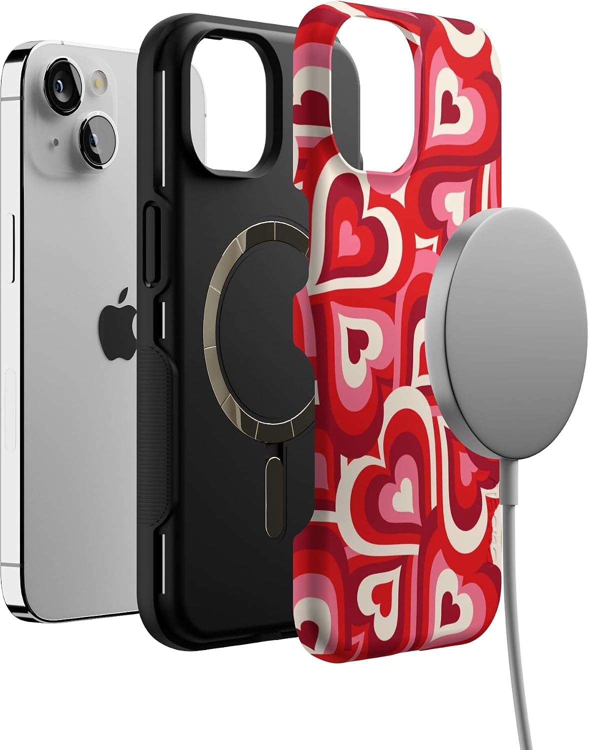 Casely iPhone 14 Case | Love Song Remix | Ombre Hearts | Bold Protective Design | Compatible with MagSafe