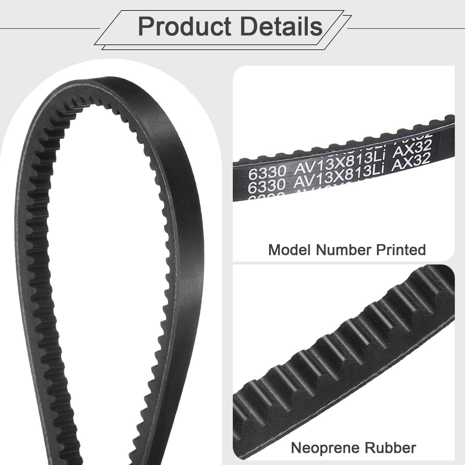 uxcell 4 cinghie trapezoidali AX32 EPDM, in gomma industriale, con bordo grezzo, 1,27 cm di larghezza x 86,4 cm di circonferenza esterna