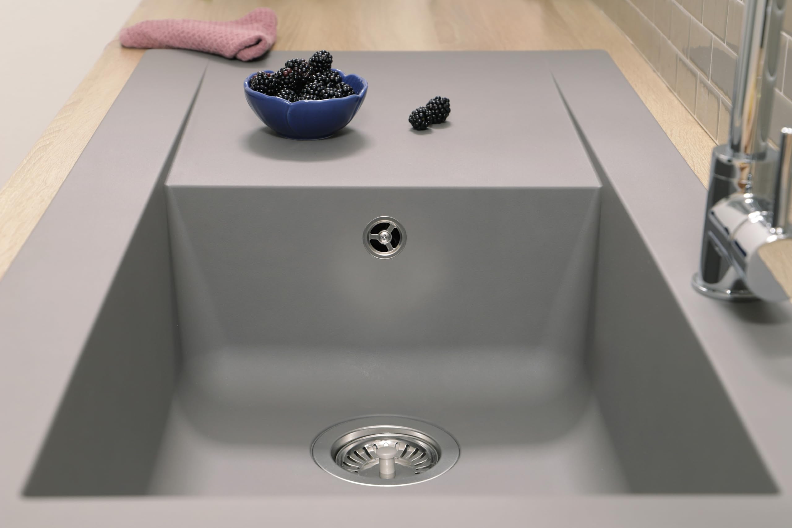 Respekta Denver Mineralitespüle in Betongrau / 1 Becken Einbauspüle in 100 x 50 cm/Spülbecken geeignet für Unterschränke ab 60 cm Breite / DENVER100X501BG