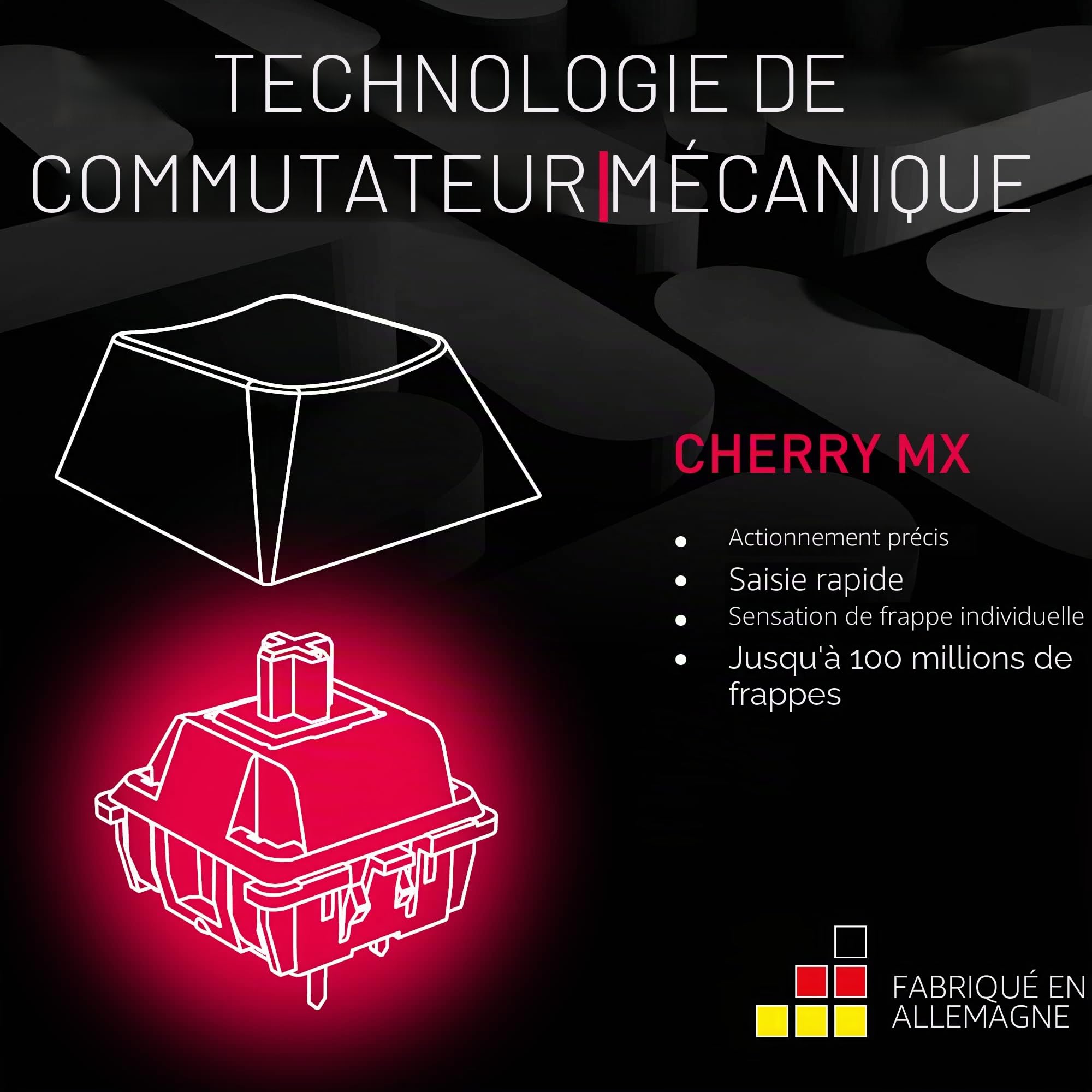 CHERRY MX Board 3.0 S, Clavier de Jeu Mécanique Filaire, Disposition Allemande (QWERTZ), Boîtier en Aluminium, Éclairage RGB, MX Silent Red Switches, Noir
