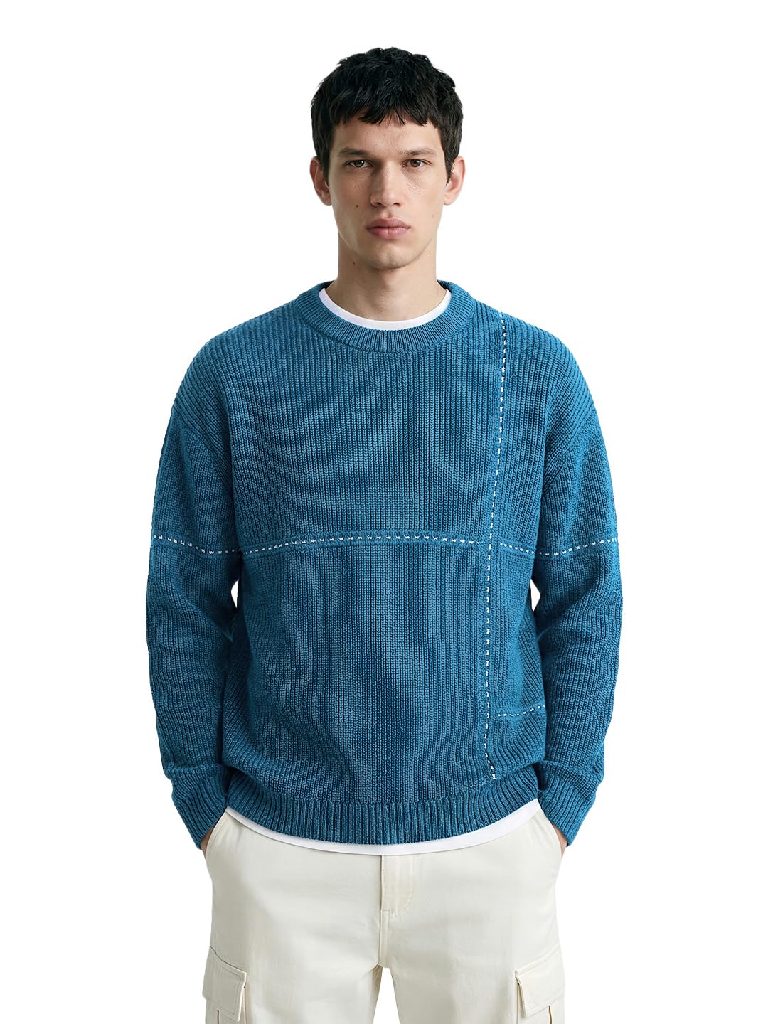 the indian garage co Men Oversized Fit Long Sleeves Crew Neck Solid Sweater-picture-35