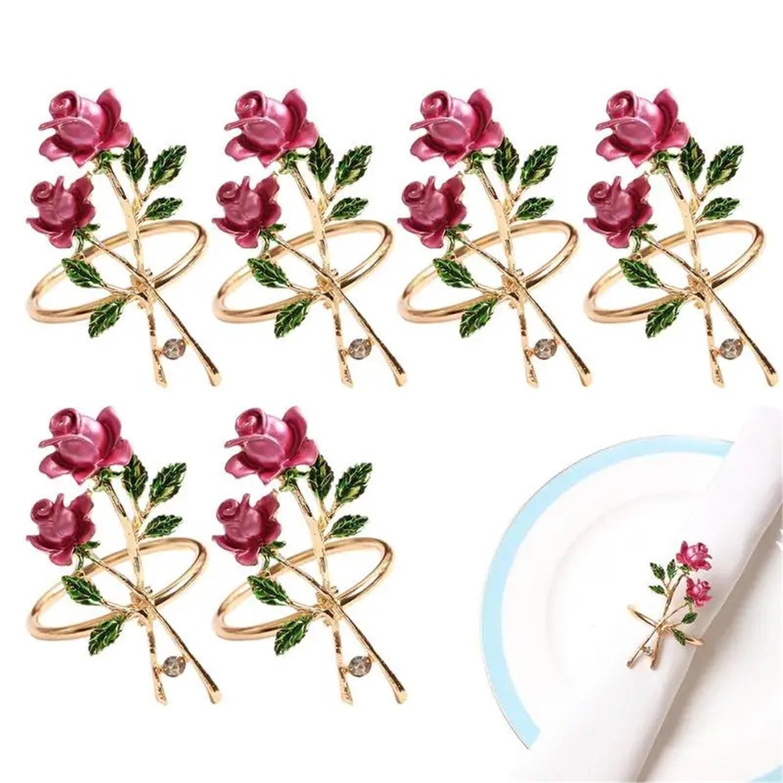 Table Decor Napkin Rings, Rose Design Napkin Rings Holder Buckle 12Pcs Table Decoration Banquet Wedding Party