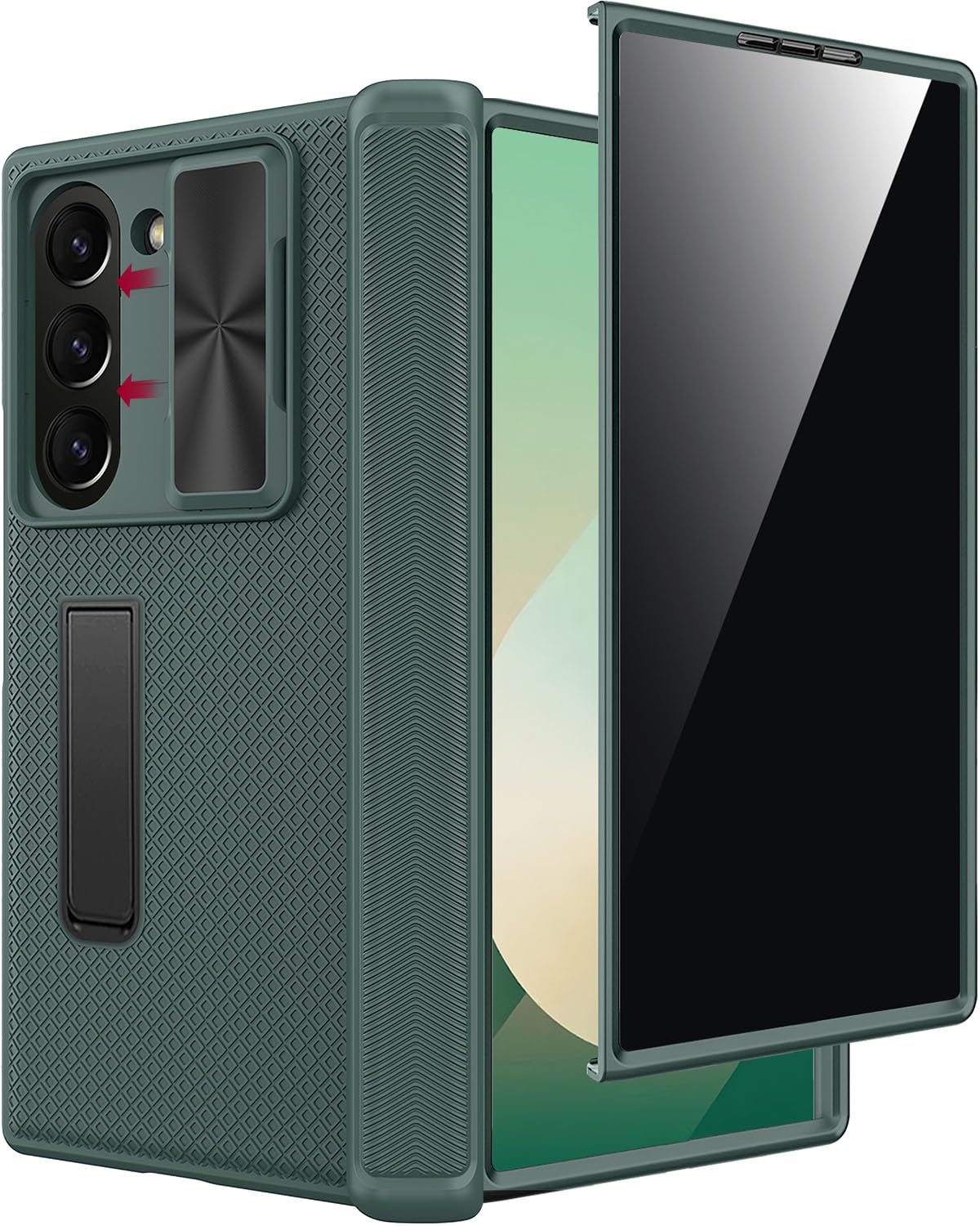 Miimall 対応 Galaxy Z Fold 7 ケース レンズ保護・防視フィルム付き・スタンド搭載 ヒンジ保護 耐衝撃 滑り止め 頑丈 全身保護 ギャラクシーZ フォールド 7 スマホケース Z Fold 7 Case （ブルー）