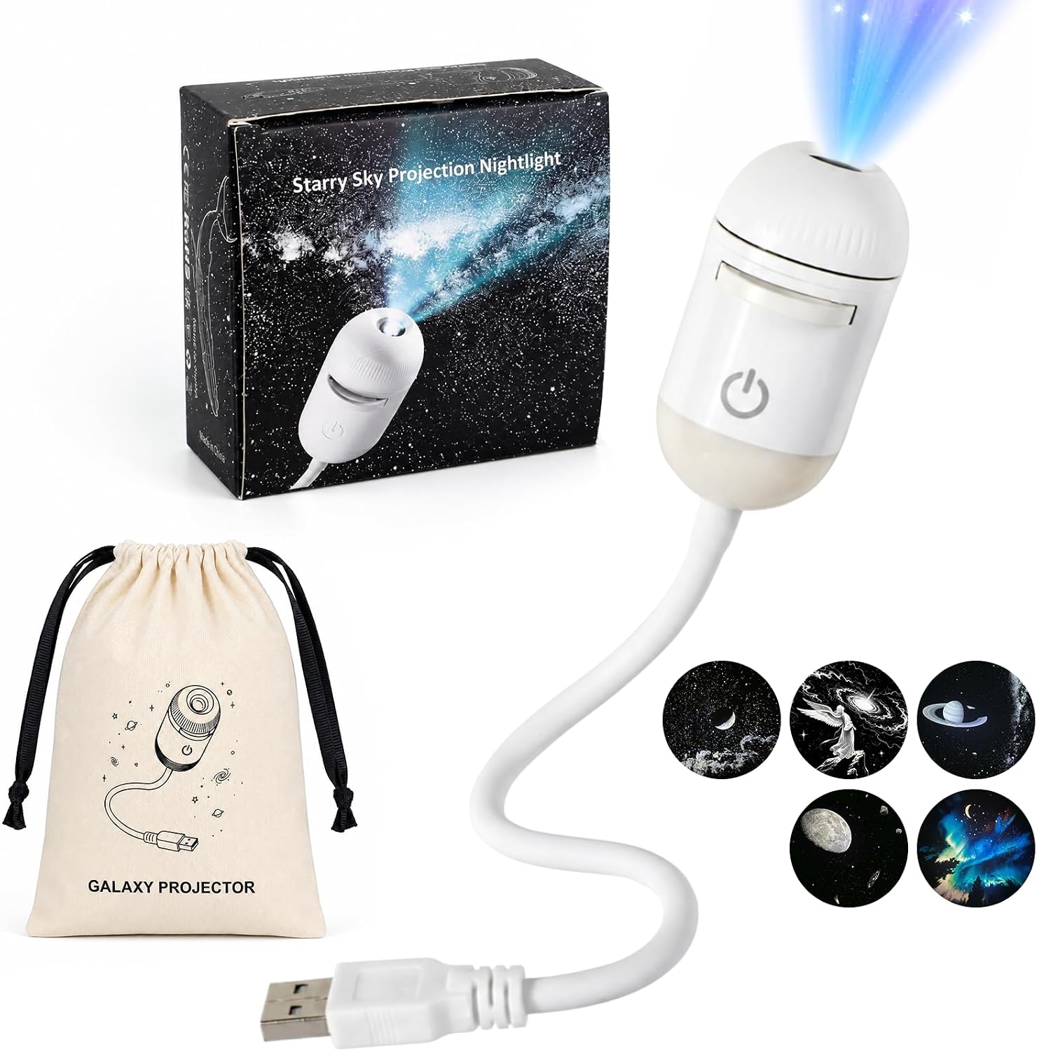 2-in-1 Galaxy Projector Night Light with 5 Projection Films
