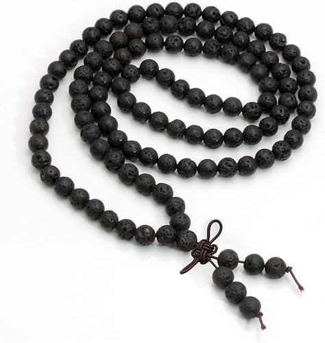 Miniatura 3 de MILAKOO Pulsera de piedra de lava natural, 108 cuentas budistas de oración tibetana