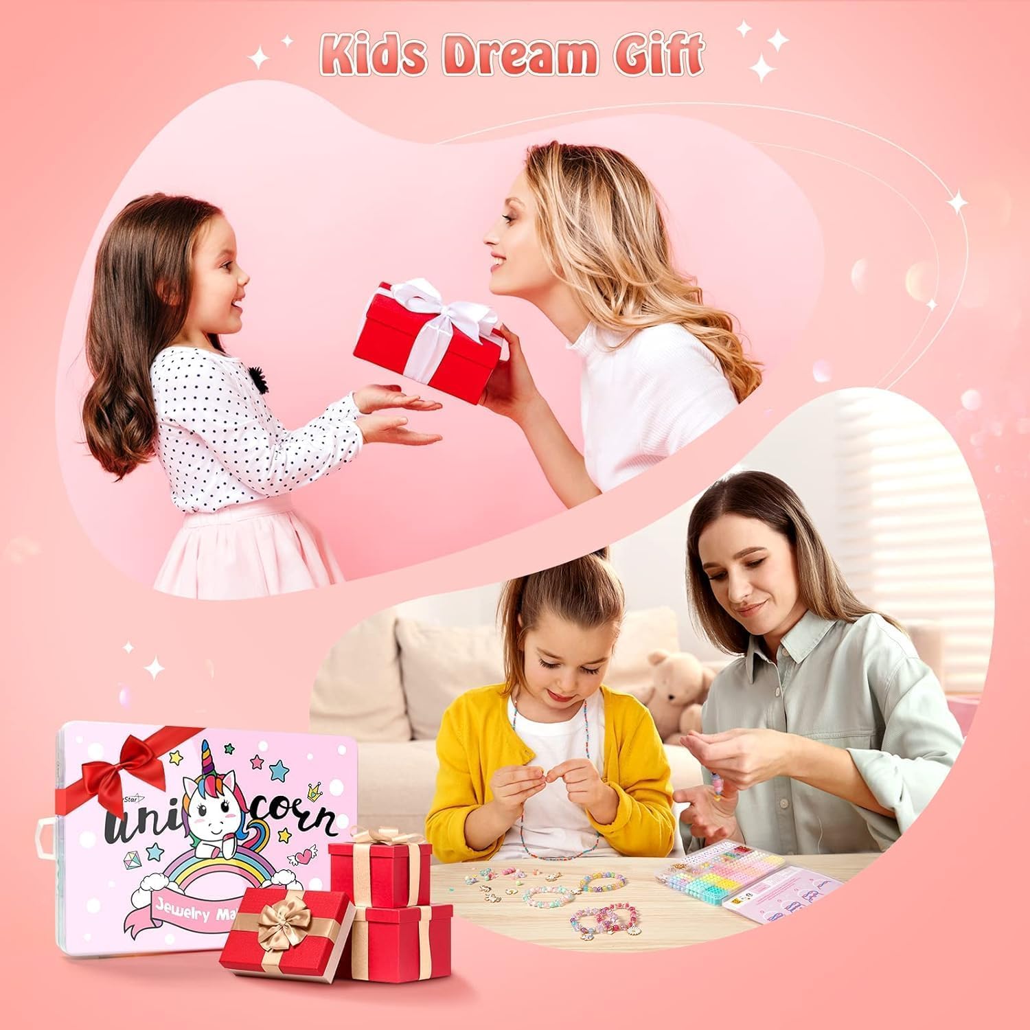 Style Keepers Unicorn Bracelet Making Kit for Girls | DIY Jewellery Craft Set with Colourful Beads, Letter Beads, Cute Charms & Elastic String | Creative Art & Craft Gift for Kids | DIY Girls Jewellery Making Set 3