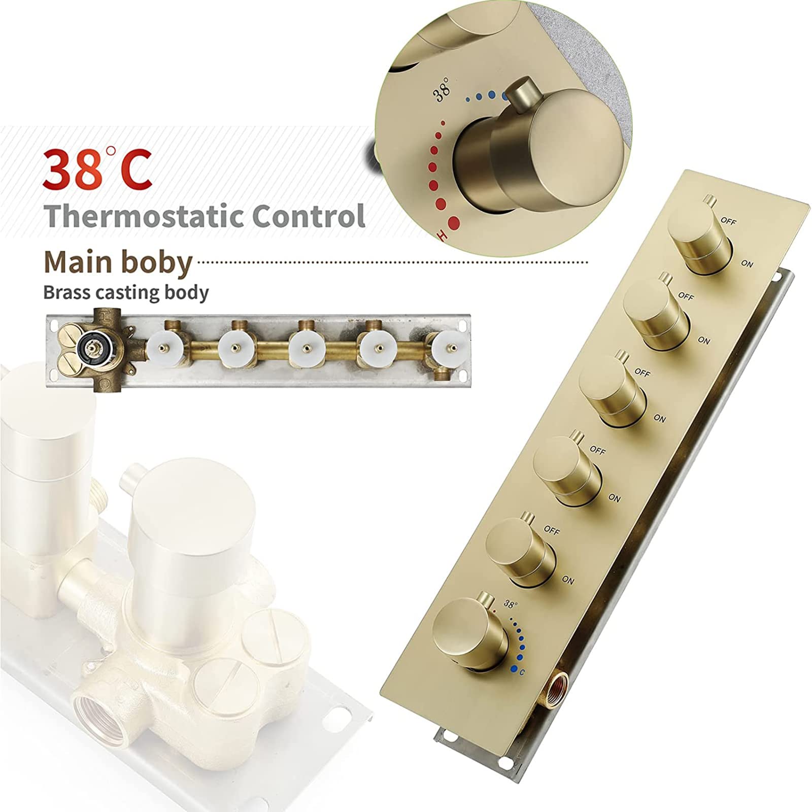 Colonna Doccia LED Bluetooth Con 64 Colori - Sistema Doccia Completo 6 Getti Massaggianti