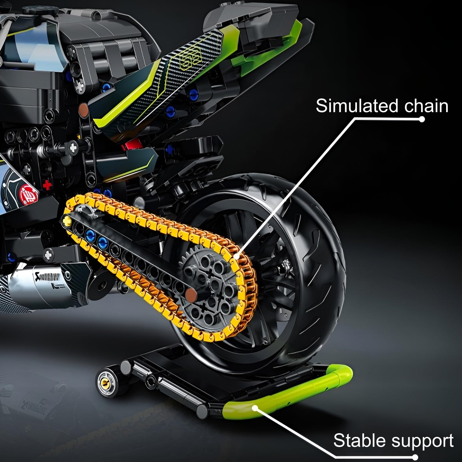 Blocs de Construction de Moto MG04, Briques de Serrage Superbike 1:8, 800 Pièces, Jouet pour Adultes et Enfants, Objet de Collection, Cadeau Décoration