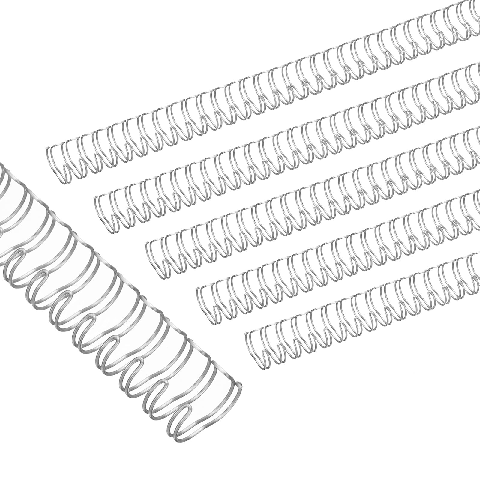 PATIKIL 13mm Bobinas de Encuadernación en Espiral 32 Agujeros Doble Bucle de Plástico para 100 Hojas Canutillos Anillo de Hoja Suelta 3:1 Paso para Encuadernar Archivo, Plateado, 100pcs