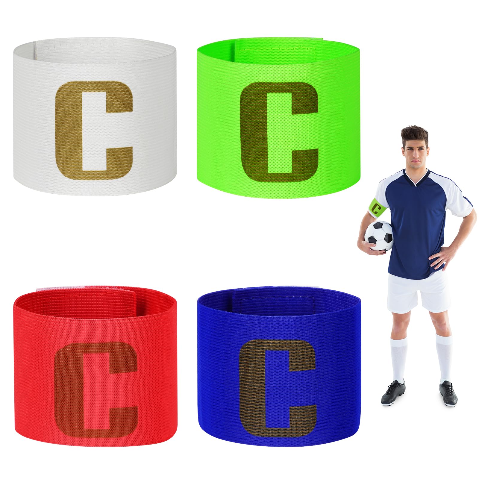 Flintronic Brazaletes de Capitán de Fútbol, Pulsera Elástica Unisex, Cierre de Velcro, Multicolor