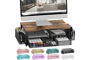 Gianotter Monitor Stand Riser, 2-Tier Wood Desk Organizer