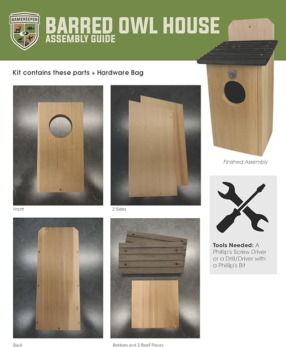 GK-BAR: Gamekeeper Barred Owl House Cedar Construction, Made in The USA