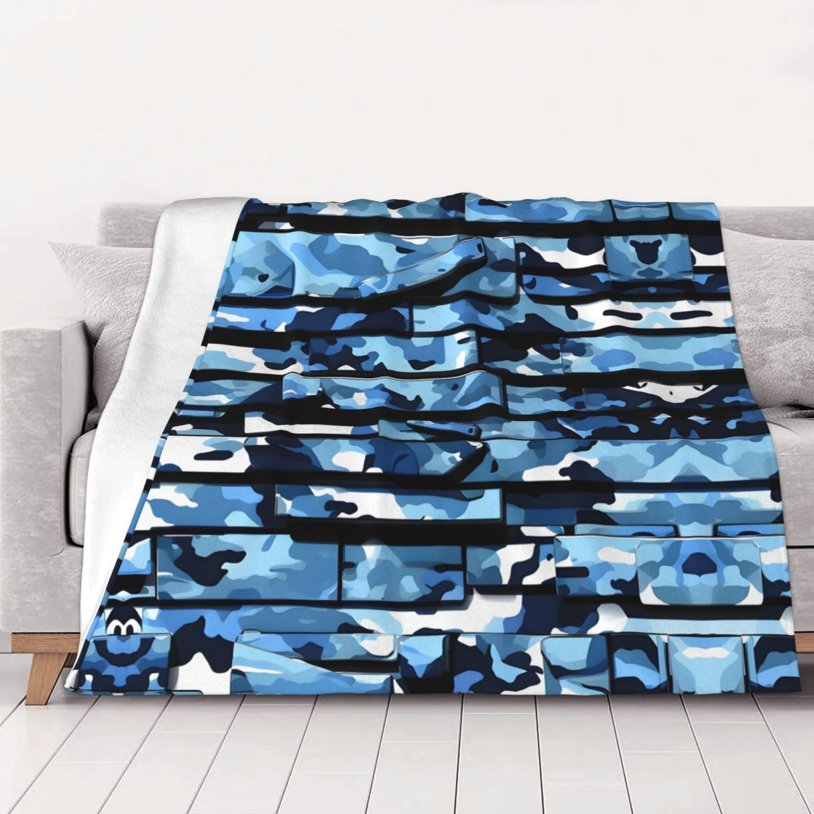 Couverture bleu camouflage chaude en microfibre pour calmer les frissons nocturnes des enfants