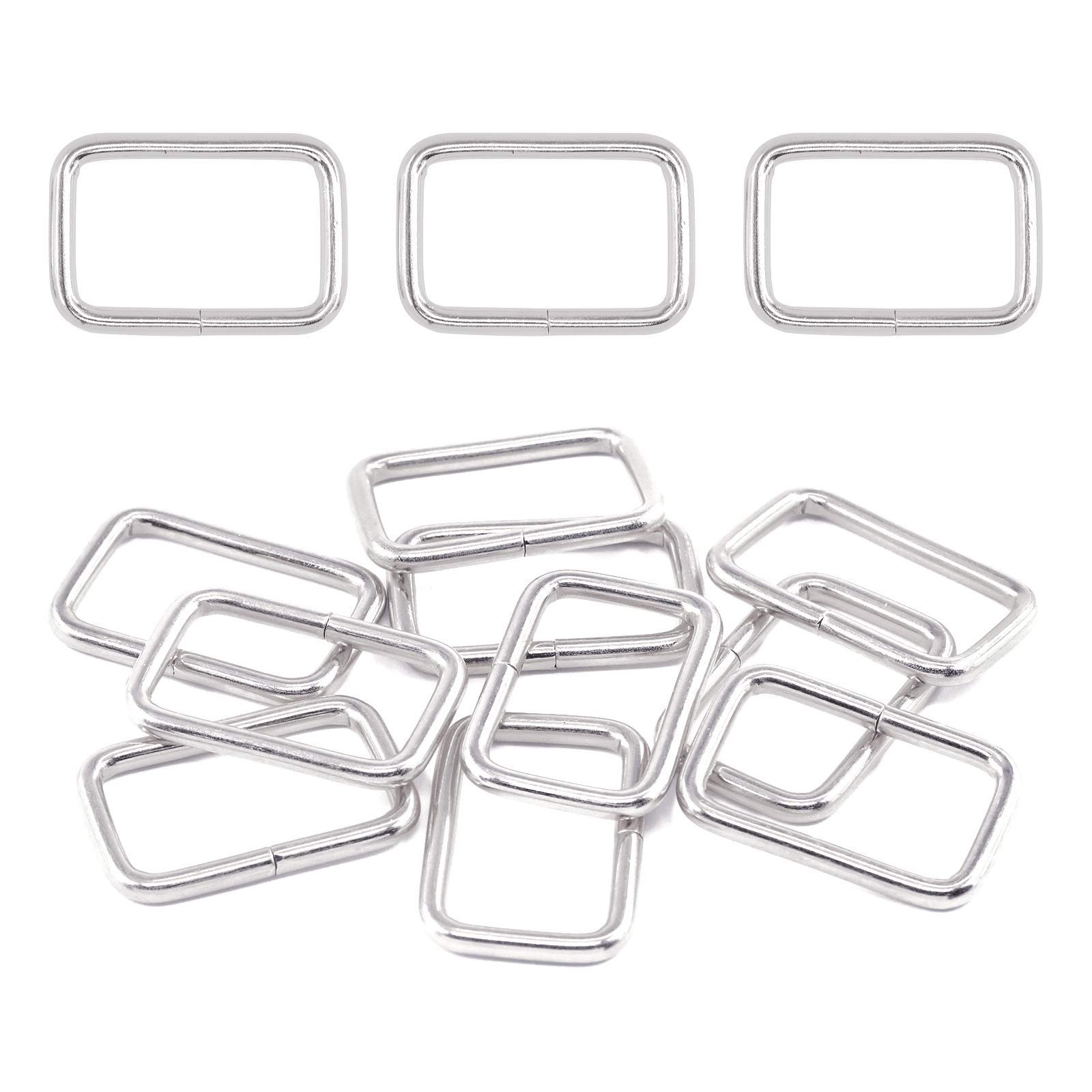 Swpeet 60Pcs 5/4 Inch - 32mm Sliver Metal Rectangle Ring, Webbing Belts Buckle Metal Rings for for Belt Bags DIY Accessories Keychains Belts and Dog
