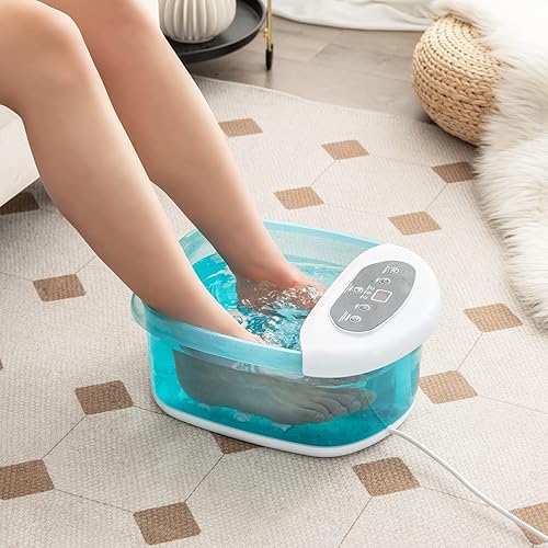 Miniatura 9 de Giantex Spa de pies con calor y masaje, bañera de baño de pies con burbujas, vibración, piedra de pedicura extraíble, cuentas de masaje, apagado