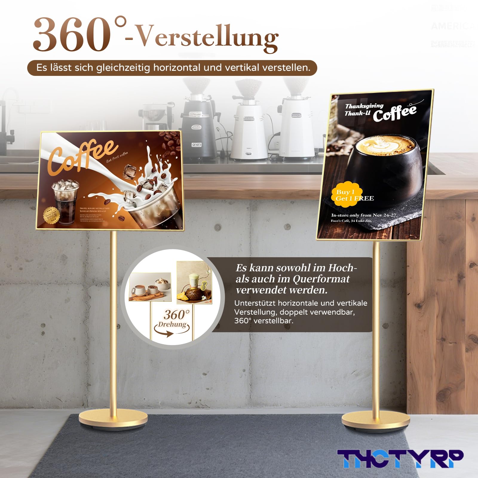 A2 Präsentationsständer, Höhenverstellbar Aluminium Gold | Vertikales Schild Nachrichtentafel Anschlagtafel, Verstellbarer Winkel, Stabiles A2-Nachrichtenschild