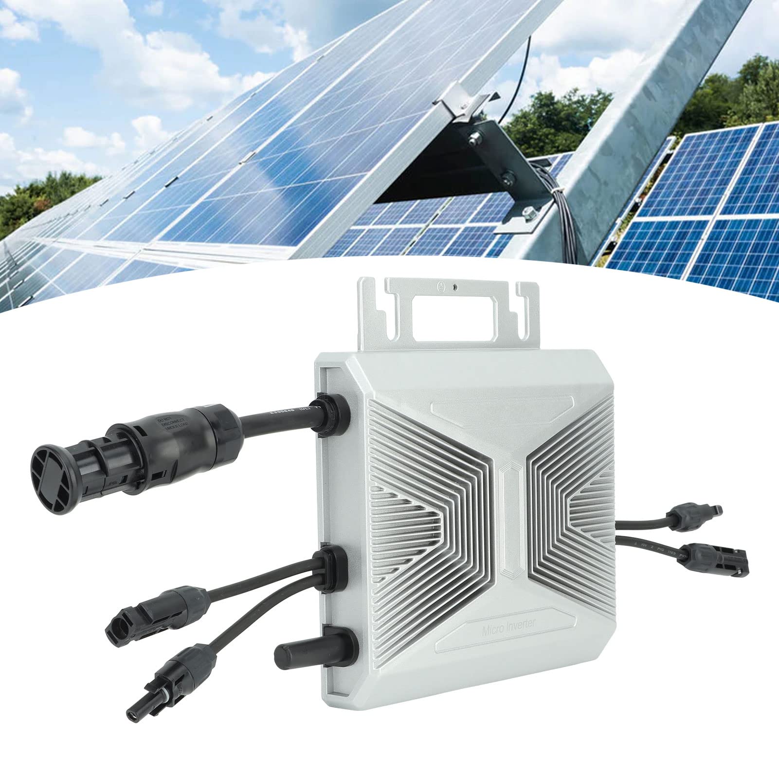 Hyuduo Mikro-Wechselrichter, 600 W, Grid-Tie-Wechselrichter aus Aluminiumlegierung mit Dual-MPPT-WiFi-Überwachung, IP67 Wasserdicht, 96,5 Prozent CEC-Wirkungsgrad für Solar-PV-Systeme für