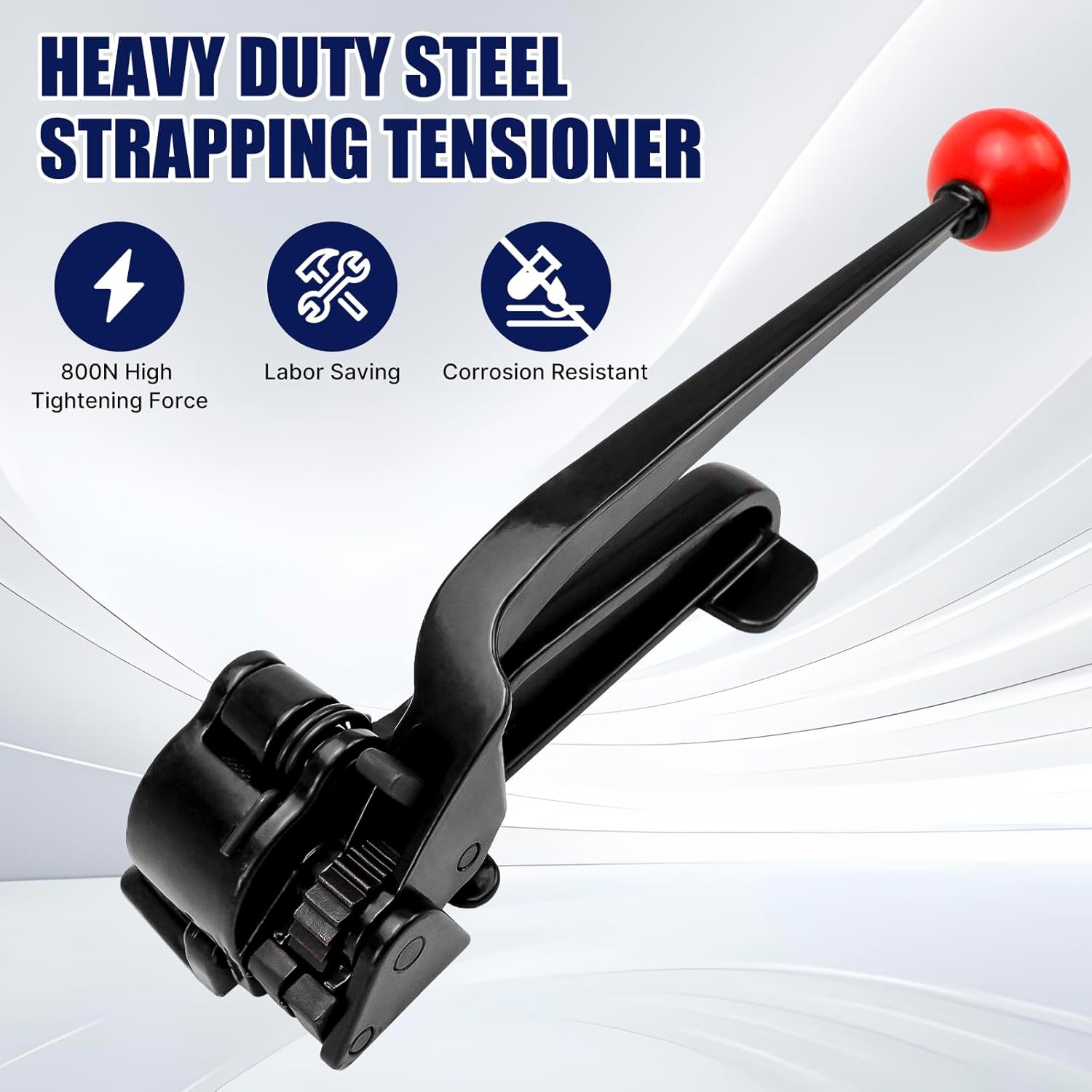 Heavy Duty Steel Strapping Tensioner,Manual Packaging Banding Strapping Tool for 3/8" to 3/4" Width Strap,Metal Strapping Banding Tool for Packging