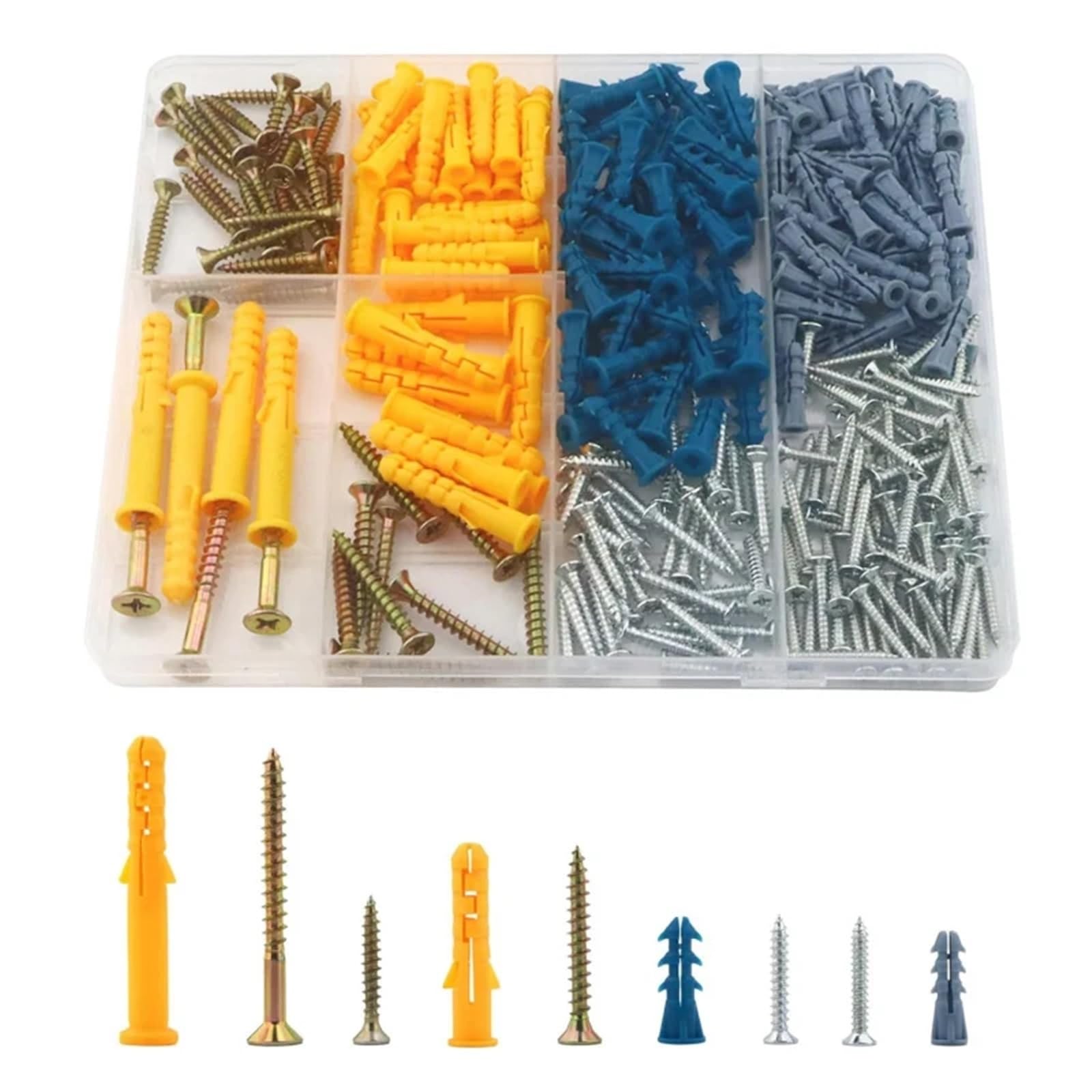 Yangshe One Color 300 Pcs Drywall Anchor & Screw Assortment Kit With Organizer Box