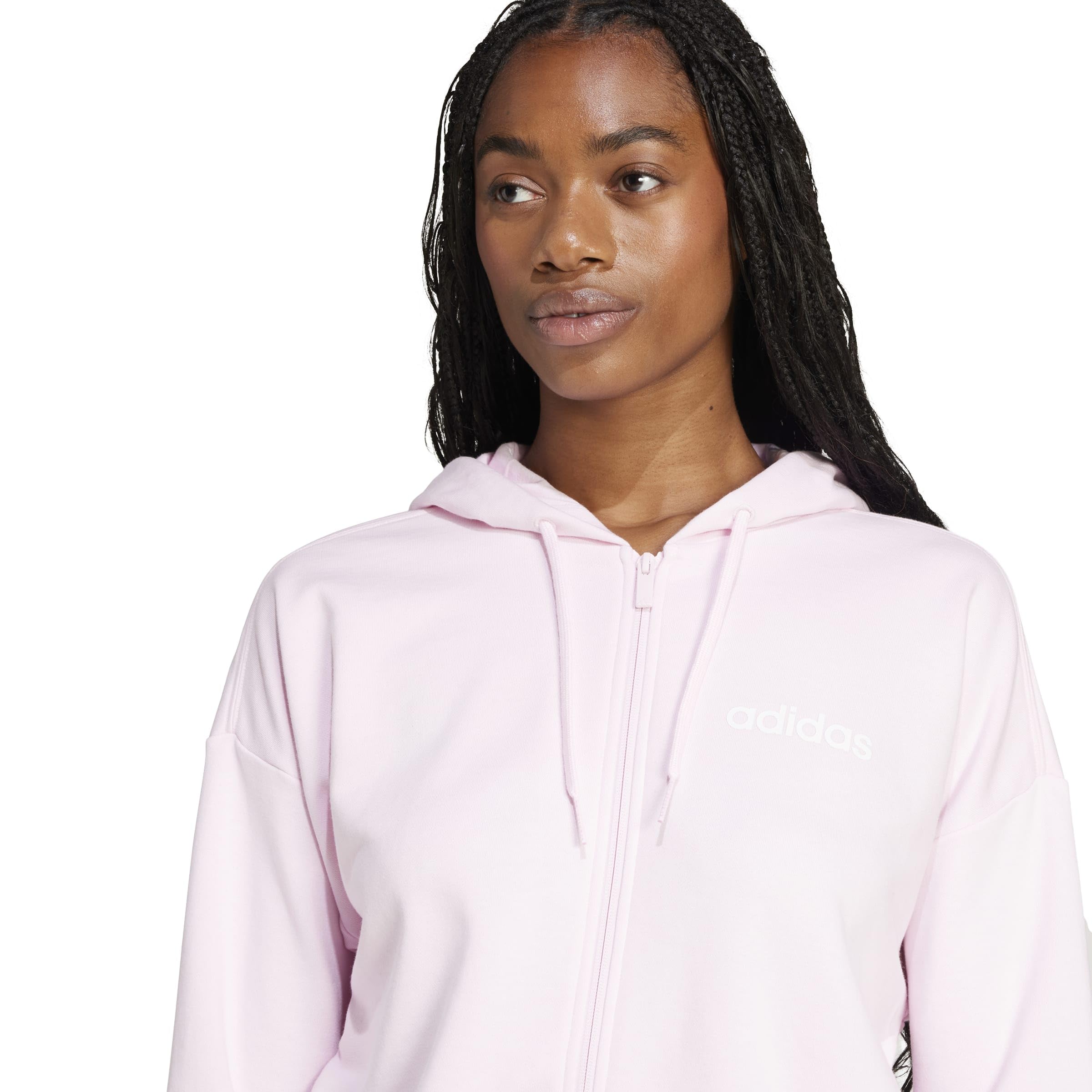 adidas Kobiety ESSENTIALS LINEAR FULL ZIP FRENCH TERRY HOODIE, clear pink/white, S