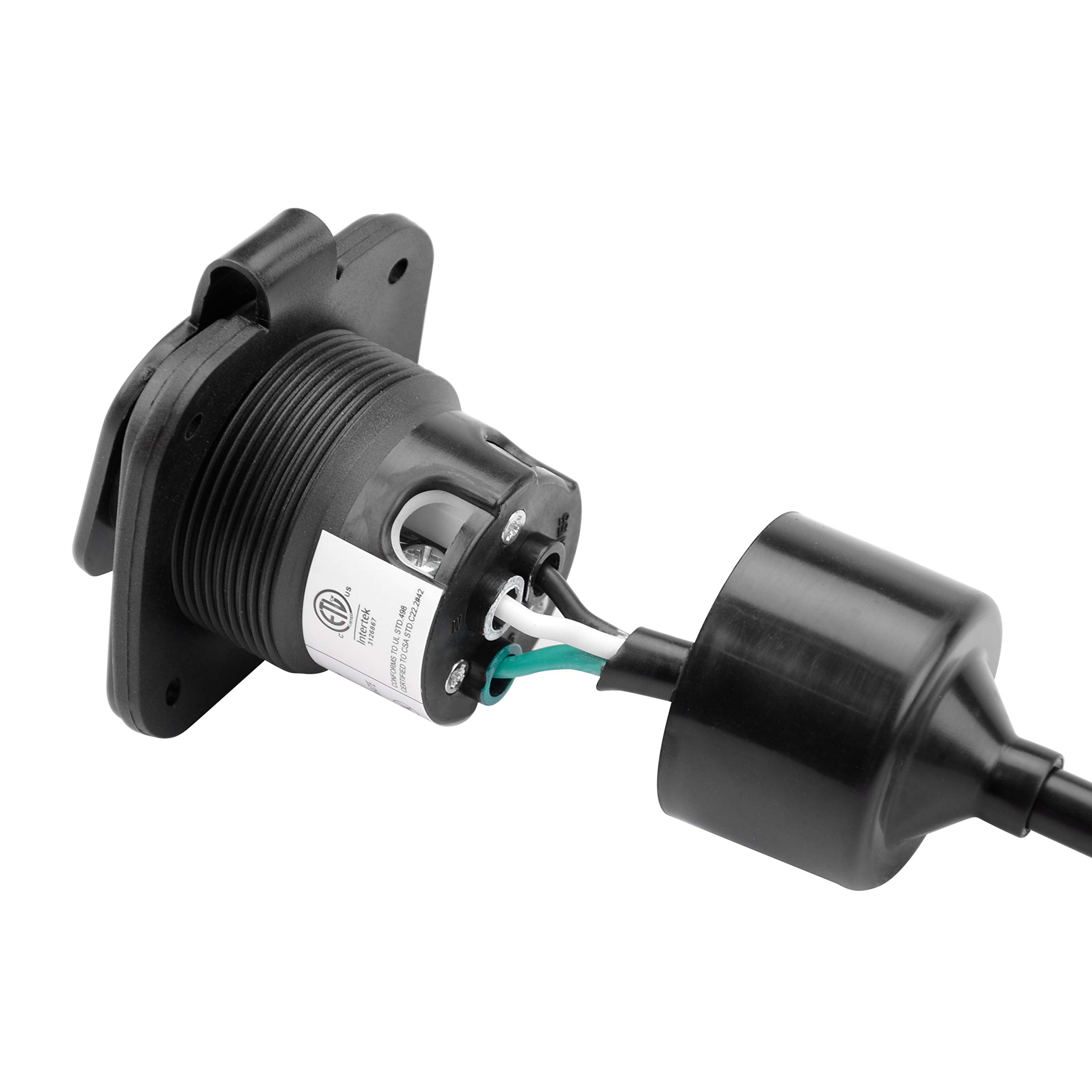 EPLZON 15 Amp 125V RV Power Inlet - Flanged Shore Power Receptacle With Waterproof Cover