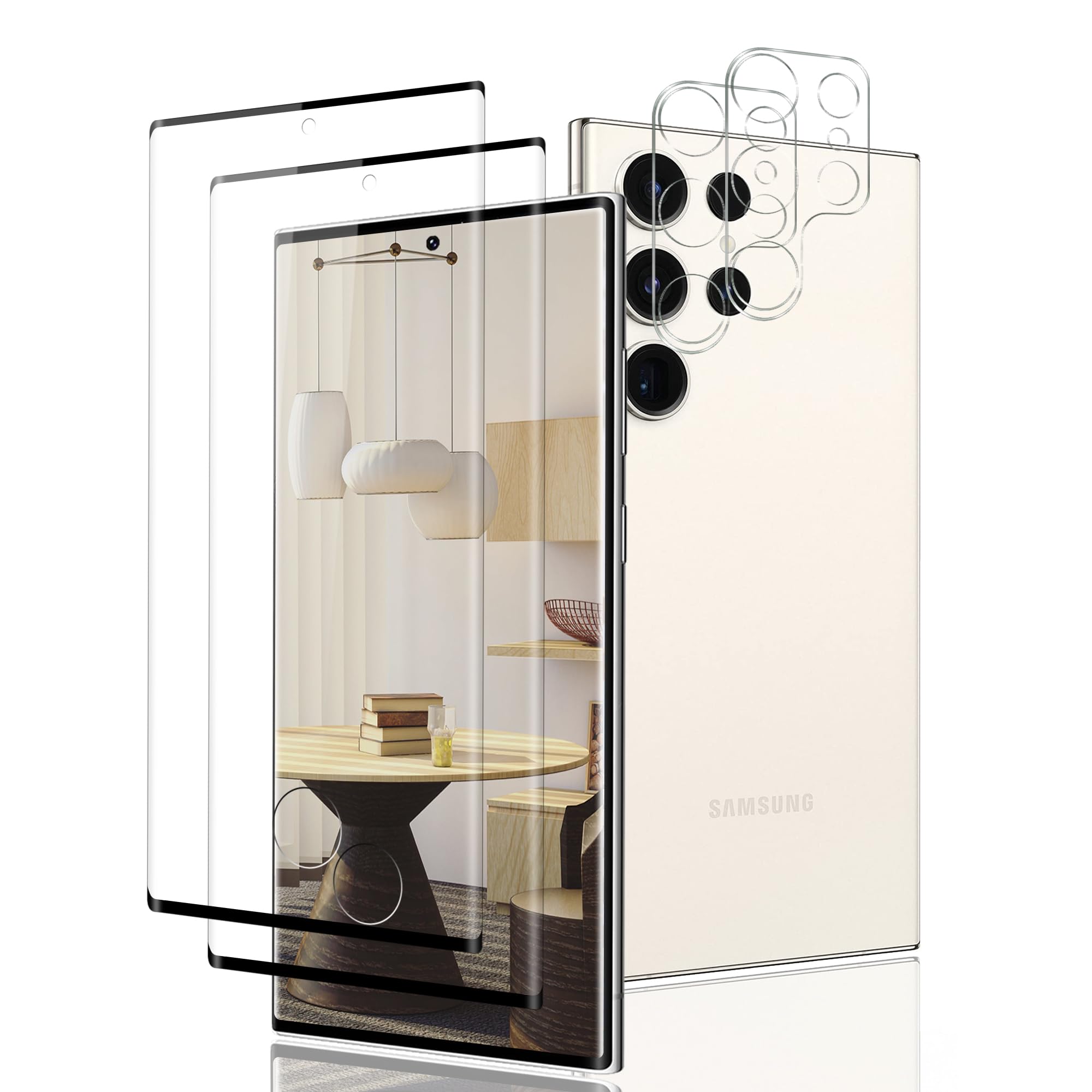 XDesignScreen Protector for Samsung Galaxy S23 Ultra [9H Hardness][Anti-Scratch][Case Friendly] Tempered Glass Coverage Shield Film [2 +2 Pack][High Sensitivity][Bubble Free][Ultra HD]