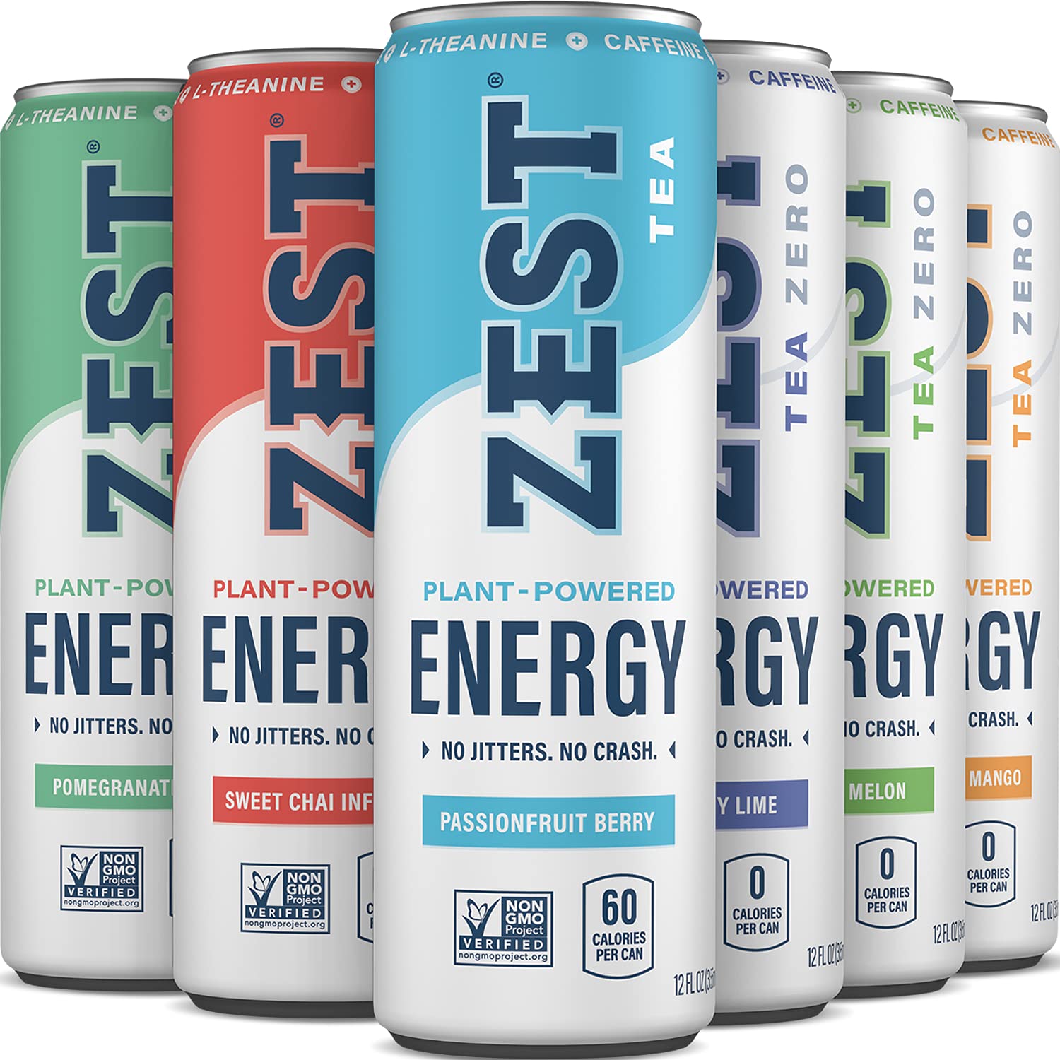 ZEST Plant Powered Energy Drink (Variety Pack) Non GMO High Caffeine