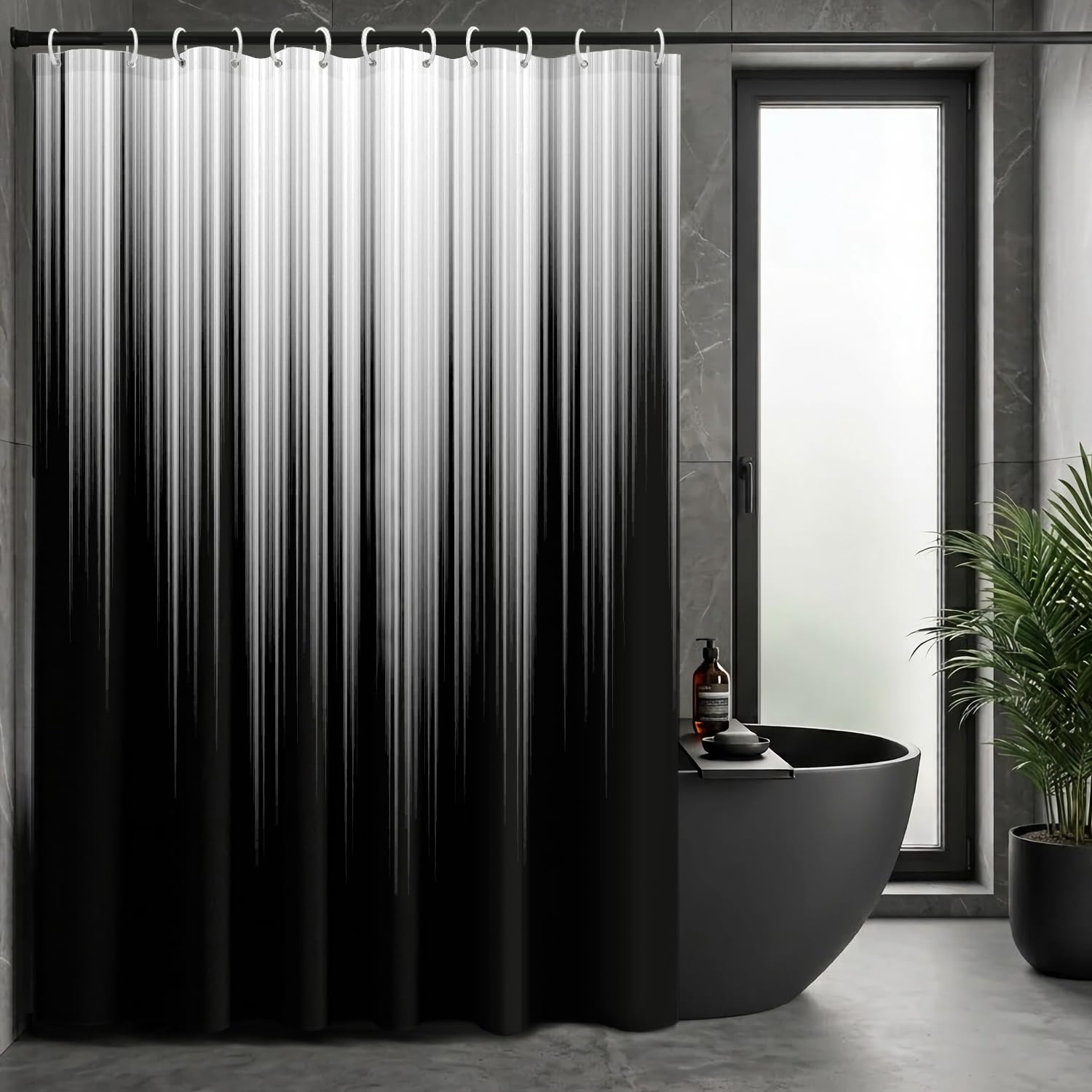 AAtter Black White Gothic Shower Curtain, Extra Long 72x84 Inch, 12 Hooks