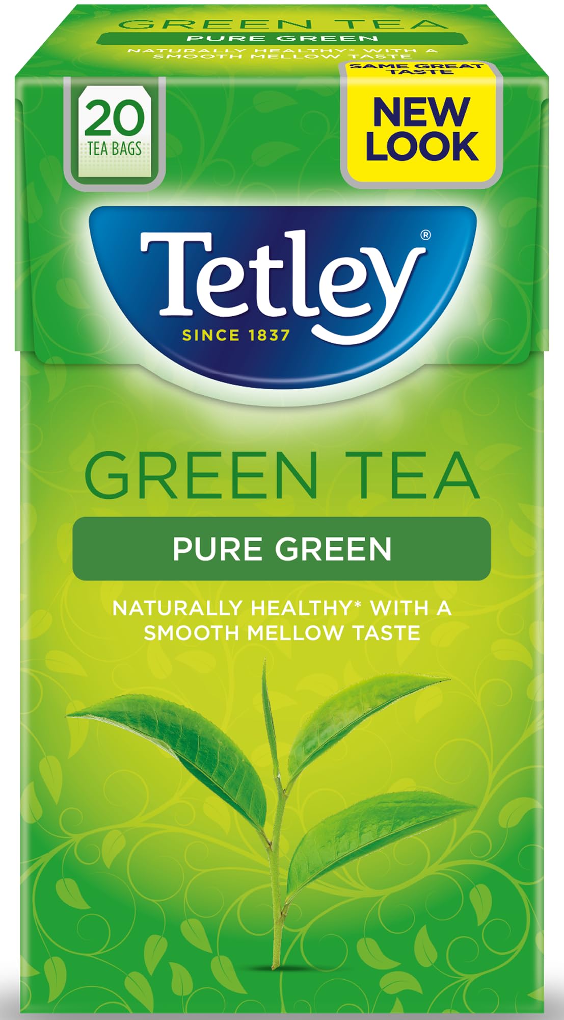 Tetley Pure Green Tea, 20 Teabags - Rainforest Alliance Certified Green Tea Bags - Light and Antioxidant-Rich Blend for a Smooth and Mellow Brew