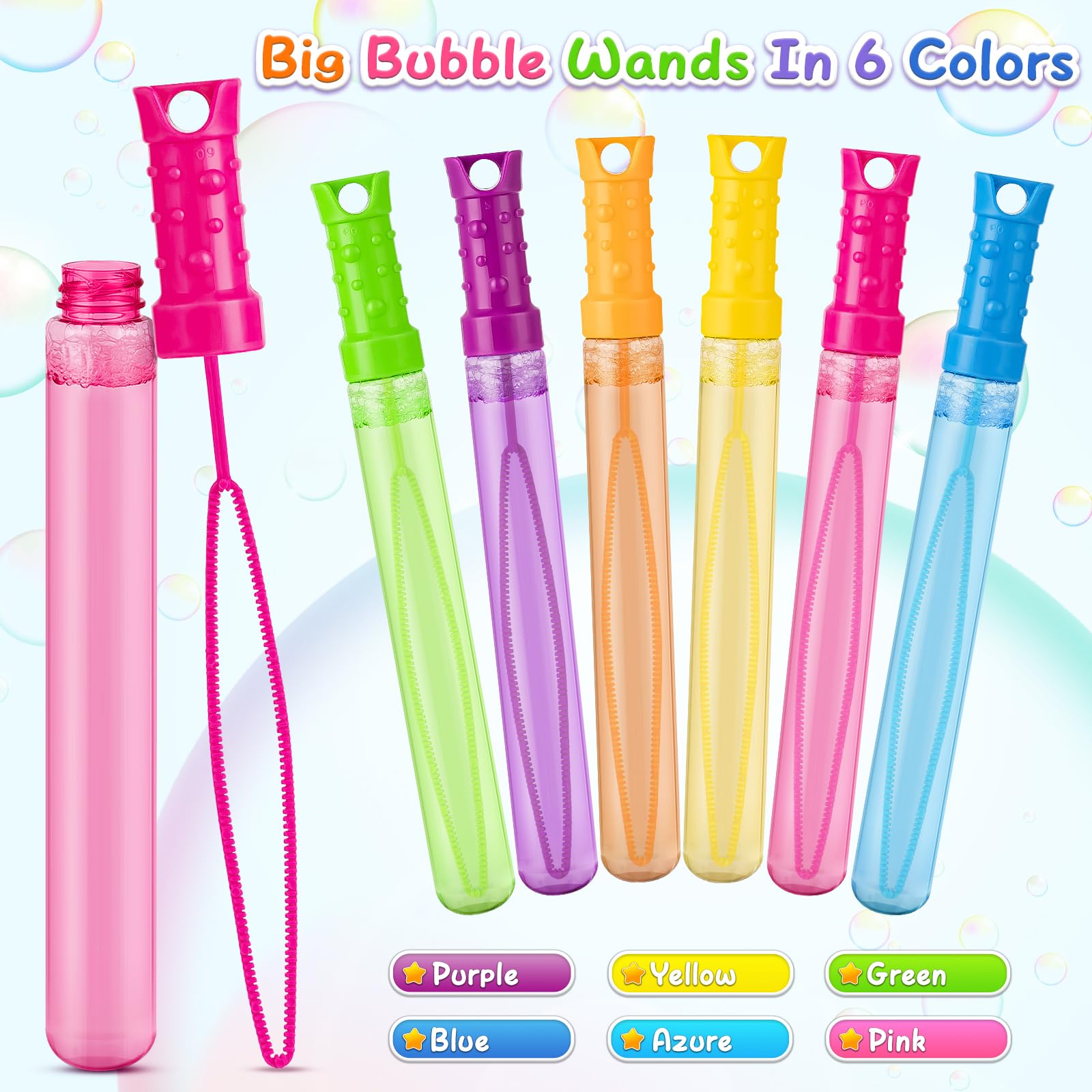 Paquete de 36 varitas de burbujas grandes a granel en 6 colores, ideales para Pascua, verano, Halloween, San Valentín, premios escolares