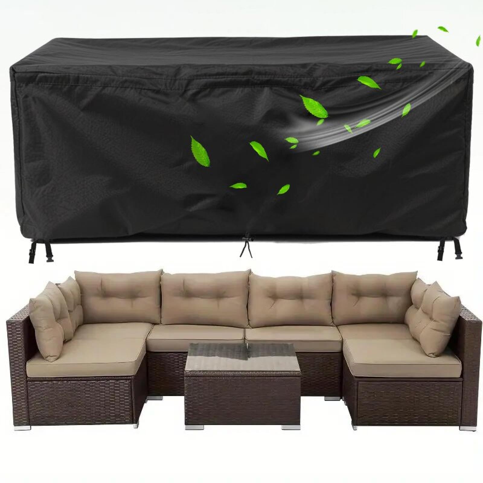 Pvpqpr Black Waterproof Outdoor Furniture Cover 150X70x100cm(Lxwxh) - Anti-Uv Windproof, 420D Oxford Fabric Patio Table Cover,Pvc Coating,For Garden Table & Chairs-Rectangular