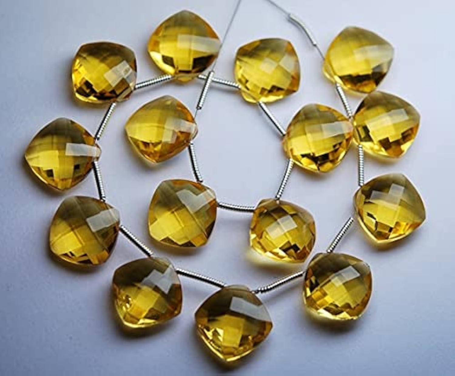 Citrine quartz briolette 12x12mm pierre fine pour création boucle d'oreille