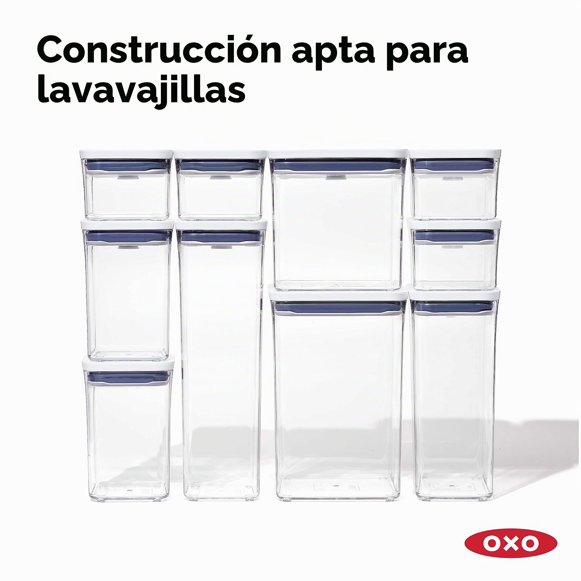 OXO Good Grips Juego de 4 Contenedores Mini POP: Almacenamiento Hermético de Alimentos para Especias + Sello de Botón a Presión + Diseño Apilable y Compacto + Apto para Lavavajillas (Paquete de 2)