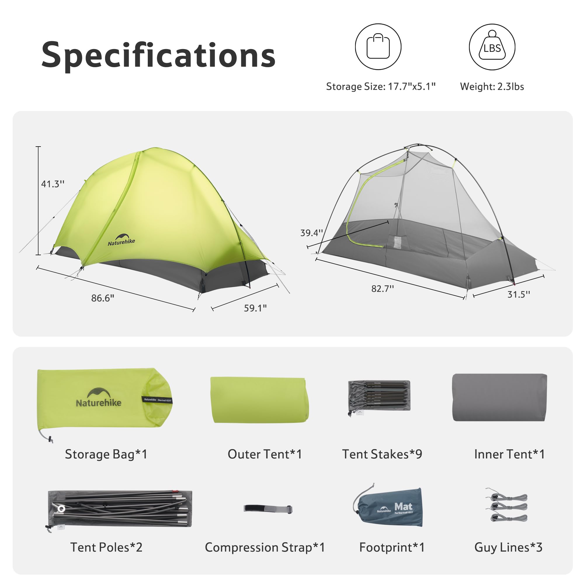 Amazon.co.jp: Naturehike スタートレイル 2.2ポンド 1人用テント 簡単