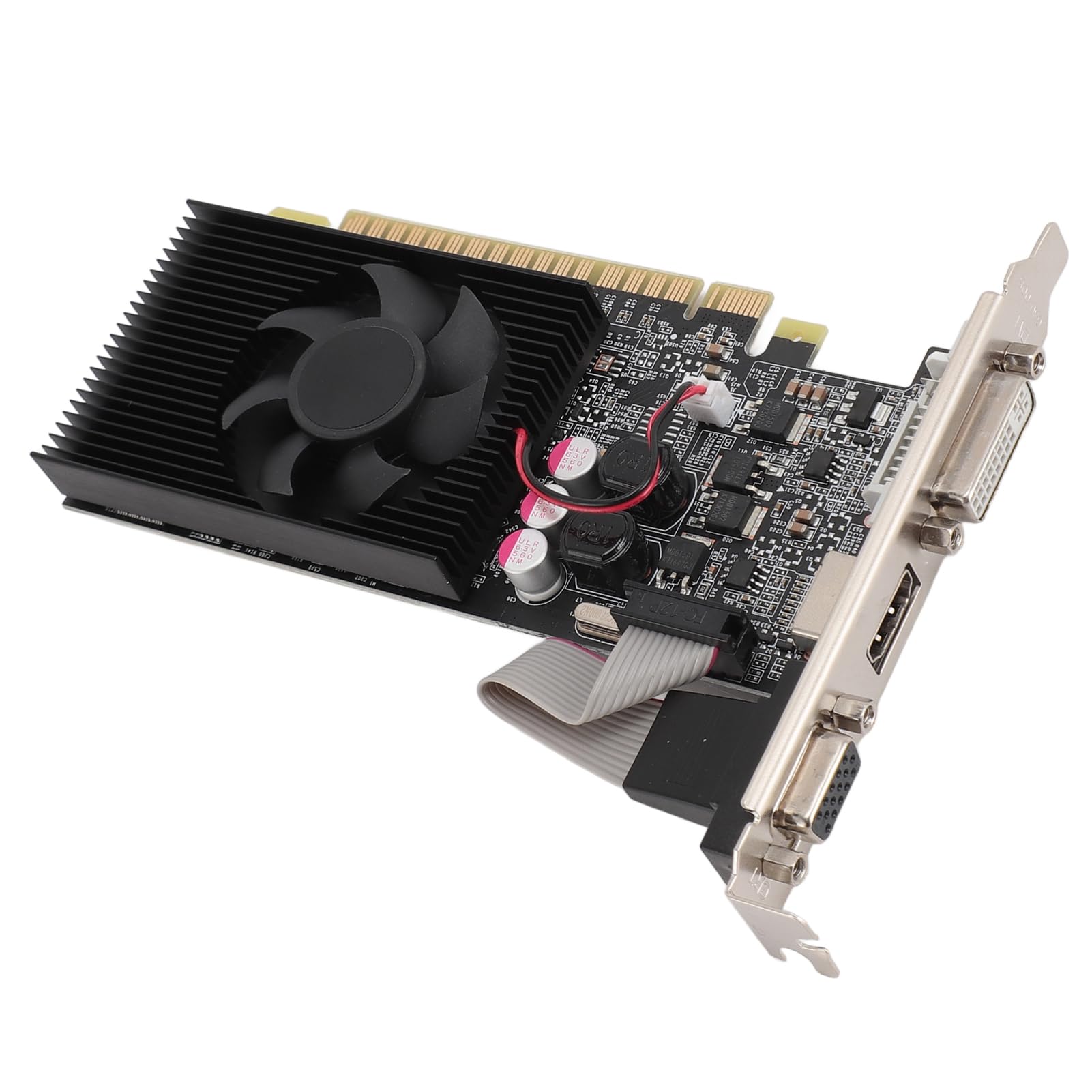 Tarjeta Gráfica GT 210, Tarjeta Gráfica GPU para Juegos PCI Express 2.0 DDR3 de 64 bits, 550 MHz, HDMI DVI VGA con Ventilador de Refrigeración para Juegos de Oficina y PC