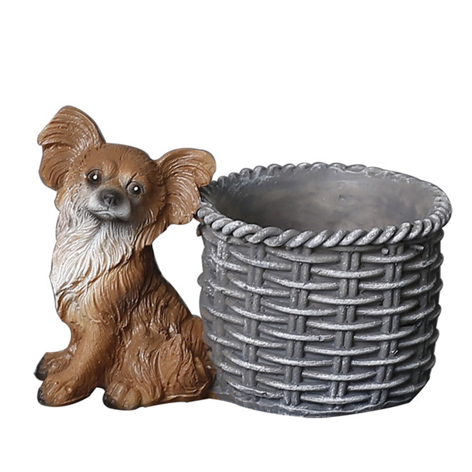 HZGFNBZ Decorative Planter Puppy Resin Statue Dog Sculpture Plant Container Flower Basket for Home and Gardens Decoration Resin Flower Basket